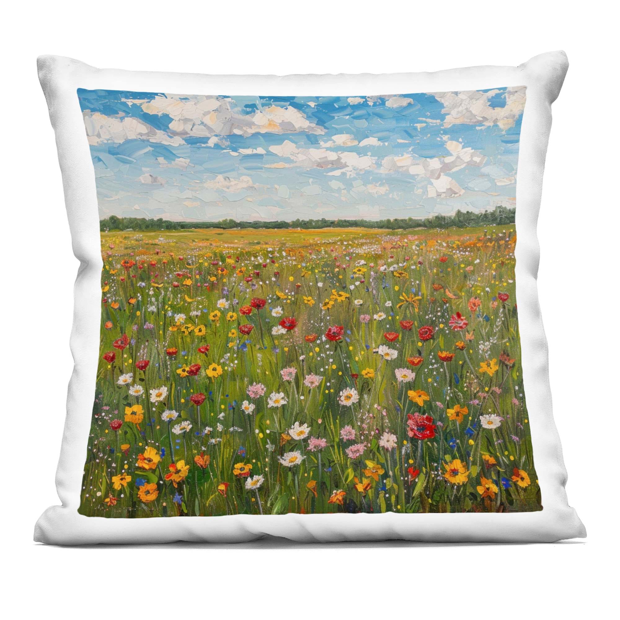 Stupell Industries PLQ-032-SQW-18X18 Wildflower Blooms in Field Decorative Printed Throw Pillow design by LSR Creative Studio 18 x 18