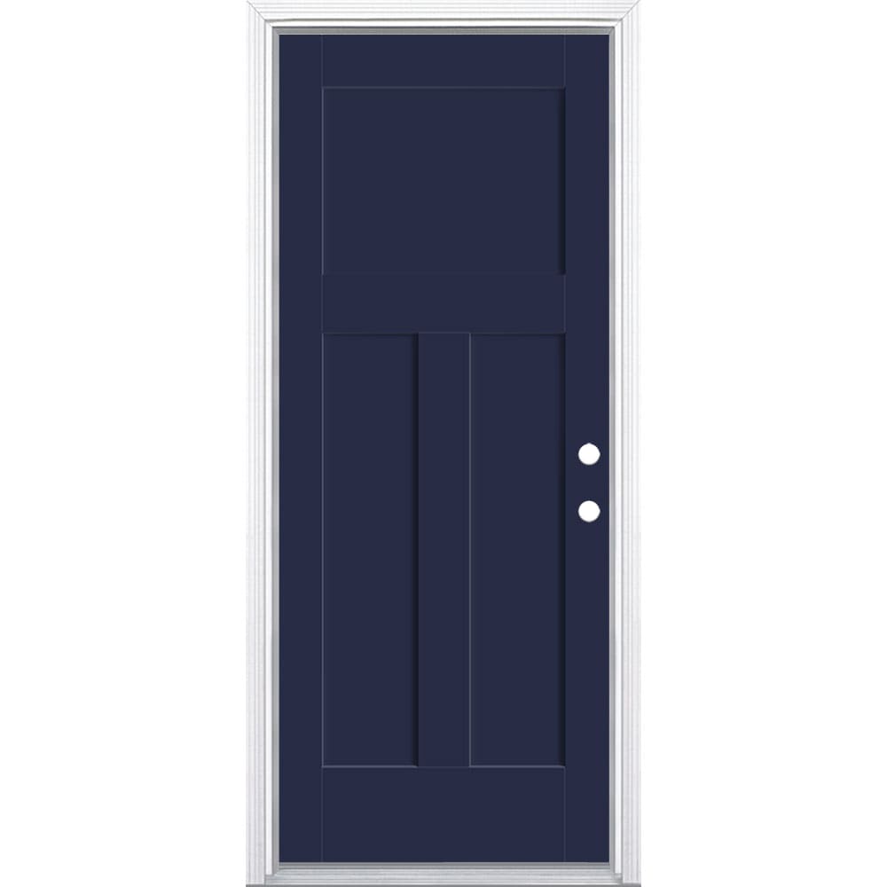 Masonite 62750 Winslow 32-in x 80-in x 4-9/16-in Fiberglass No glass Left-hand inswing Eclipse Painted Prehung Front Door with Brickmould Insulating core