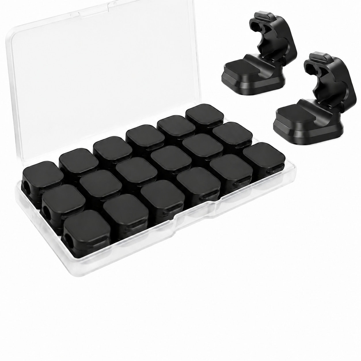 Aoibox  18 Pack Magnetic Cable Organizer Holders with Adhesive Base for USB Charger and Headphone Cords Black