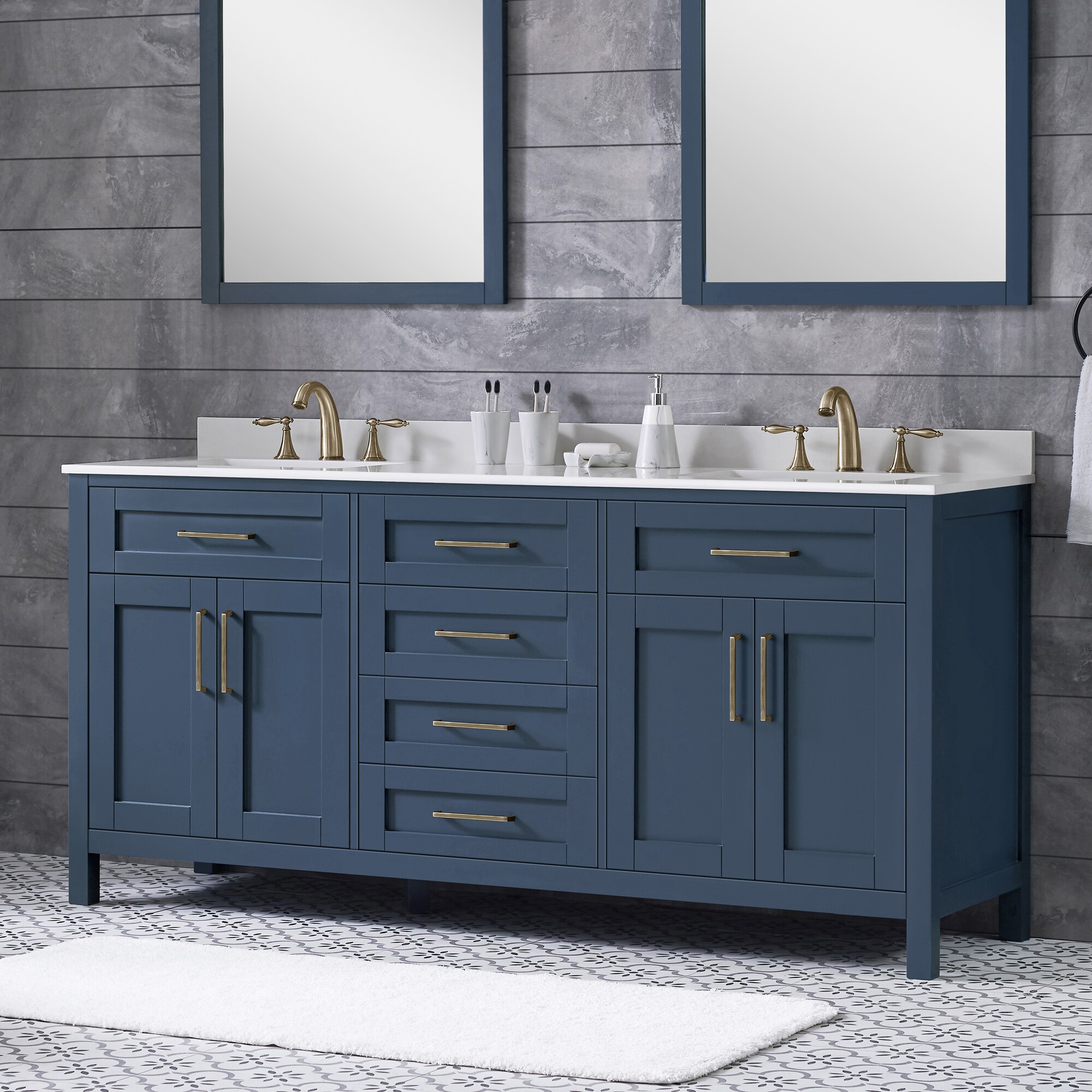 OVE Decors Tahoe 72-in Midnight Blue Undermount Double Sink Bathroom ...