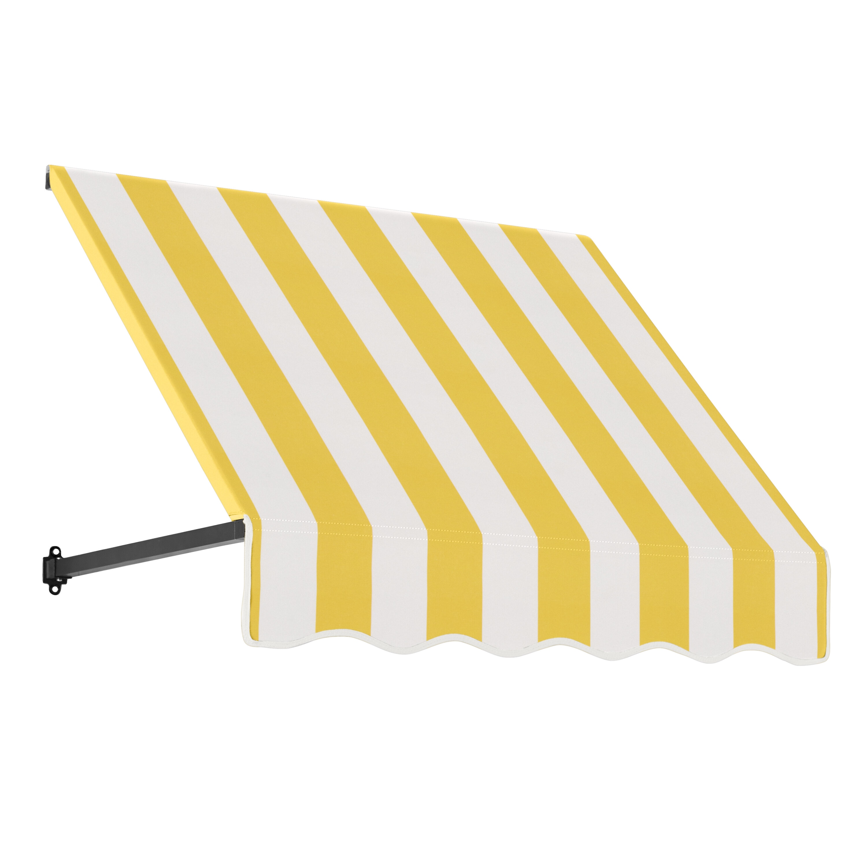 Awntech ER1836-L-4YW Dallas Retro 52.5-in Wide x 36-in Projection x 18-in Height Fabric Yellow/White Stripe Striped Fixed Window/Door Awning