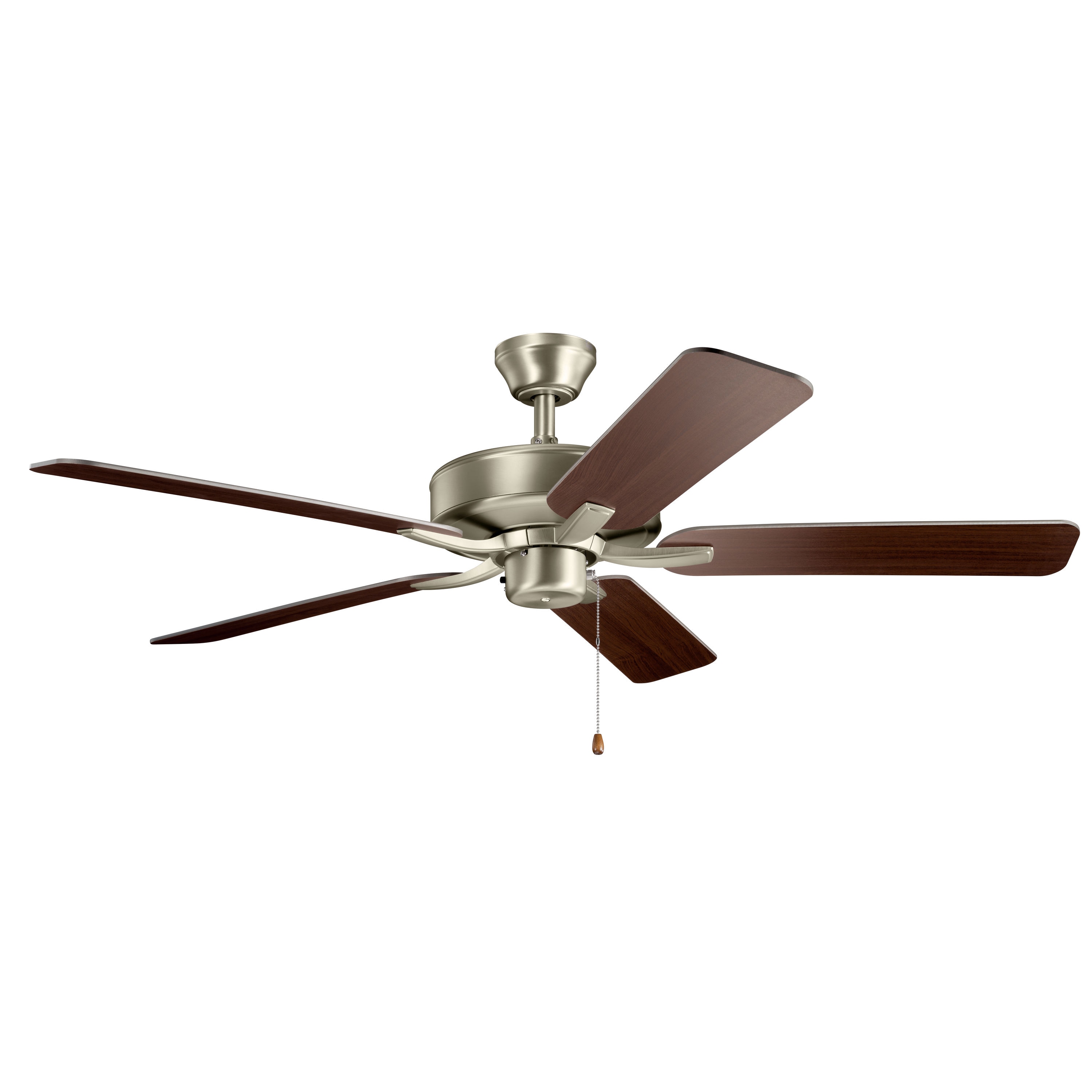 Kichler 330018NI Basics Pro 52-in Brushed Nickel with Walnut/Silver Blades Ceiling Fan Light Kit Compatible ( 5 -Blade )