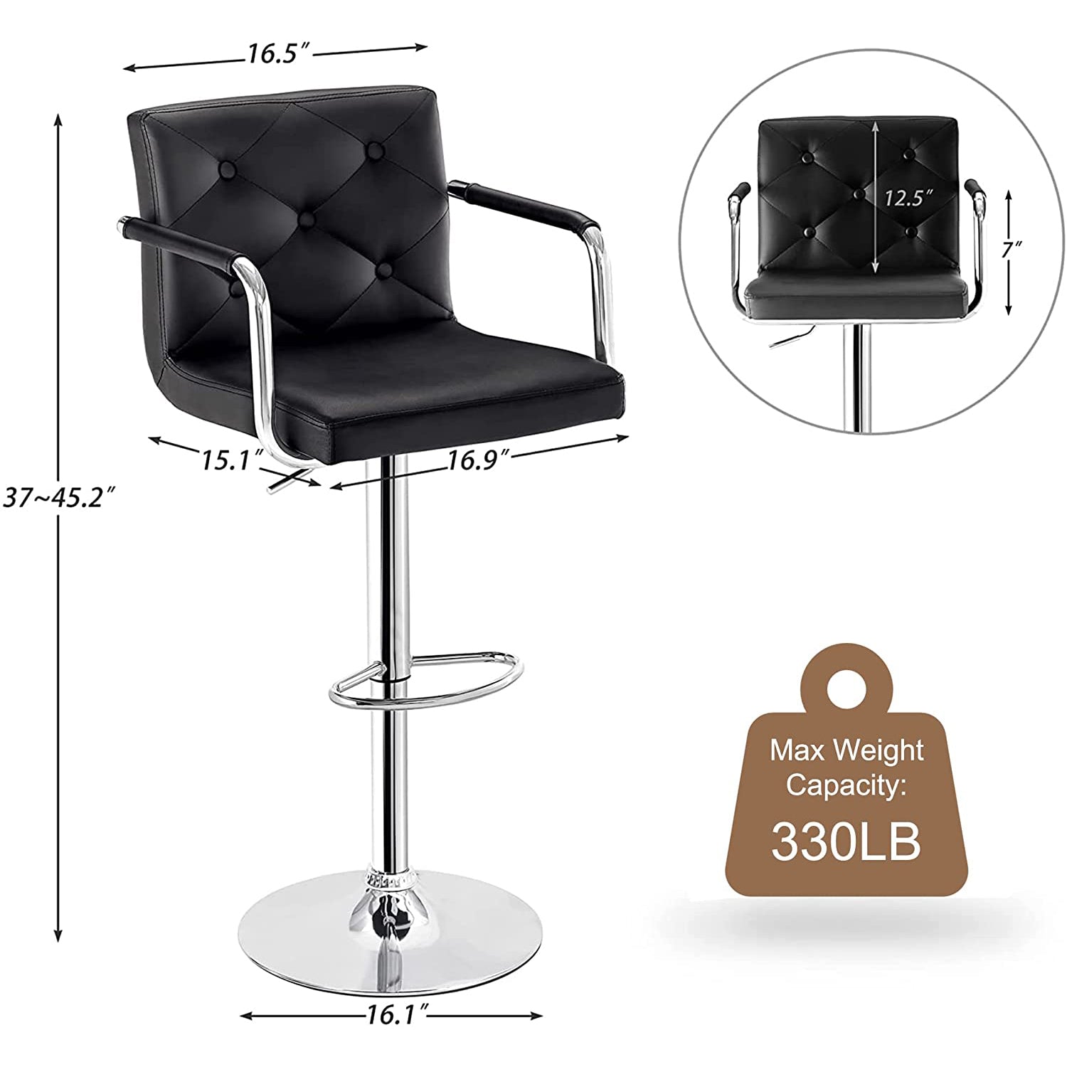 Vecelo LOE-C07-BLK stools - View #3