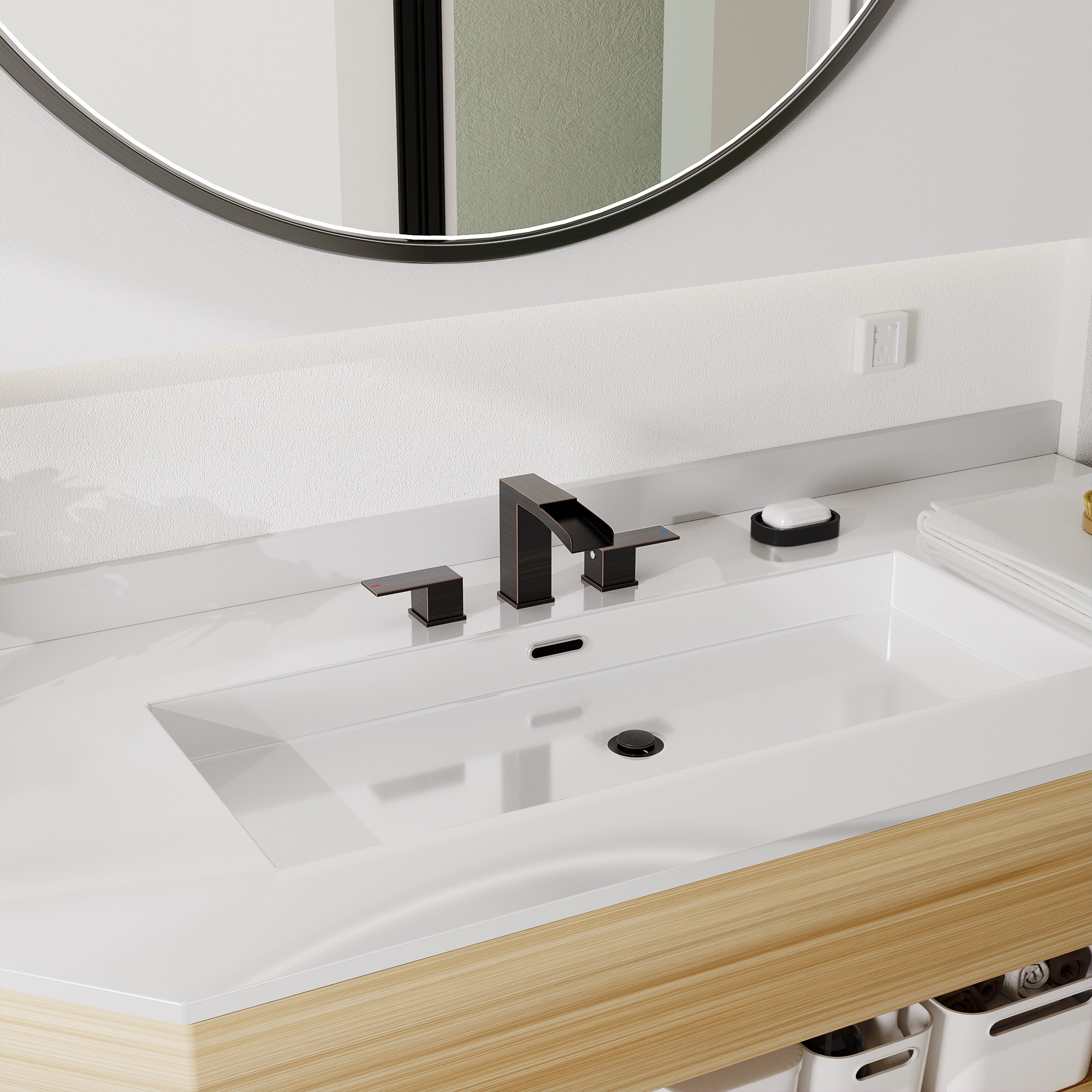 Matte Black Modern Widespread 2-Handle Bathroom Faucet