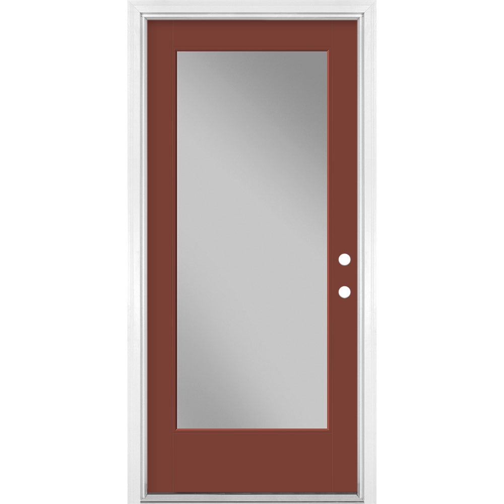 Masonite 1523925 36-in x 80-in x 4-9/16-in Fiberglass Full lite Left-hand inswing Fox Tail Painted Prehung Front Door with Brickmould Insulating core