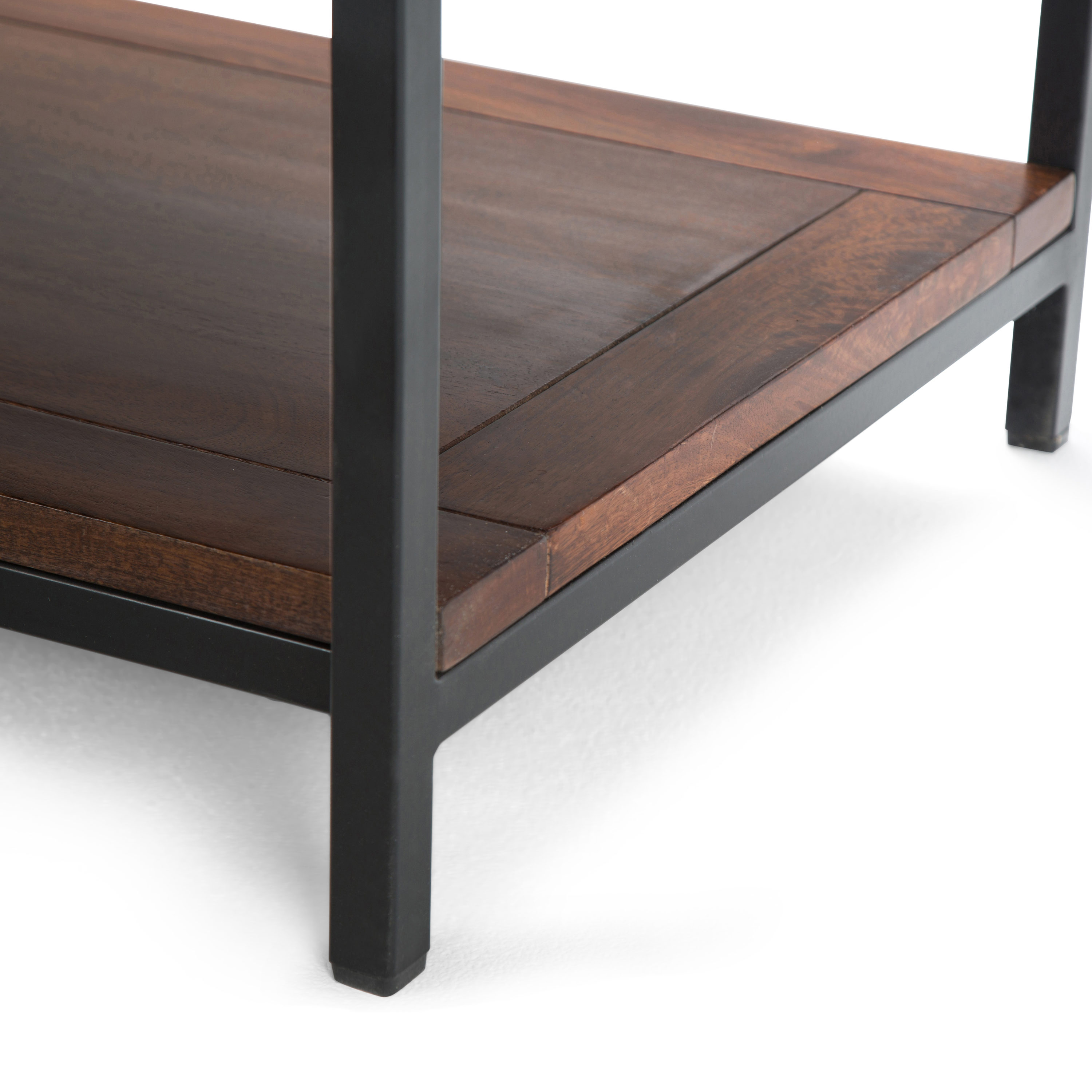 Modern Skyler 48" Black Metal and Mango Wood Coffee Table with Storage