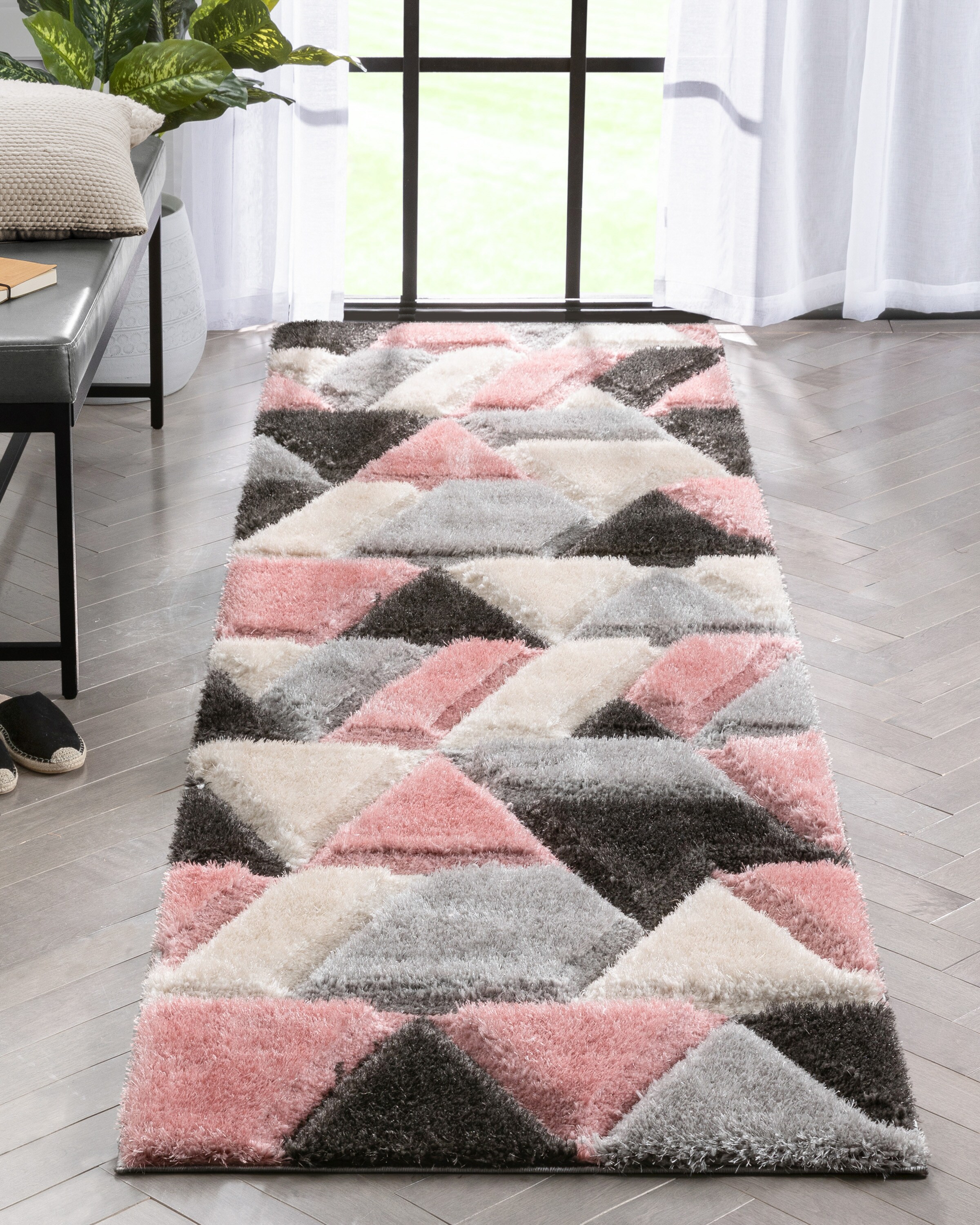 Well Woven SF-159-2L San Francisco 2 x 9 (ft) Loomed Polyester Blush Rectangular Indoor Geometric Global Runner rug
