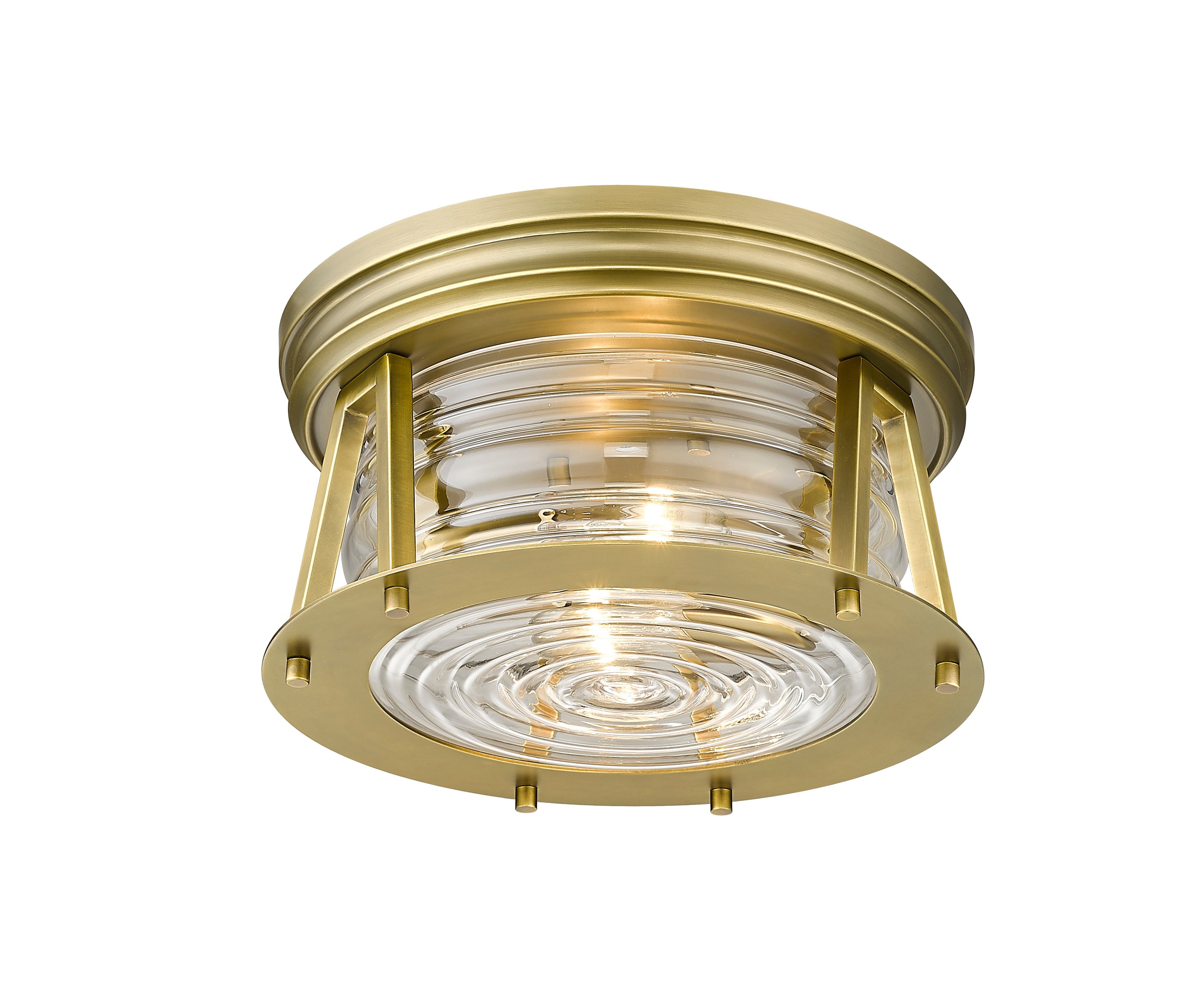 Cape Harbor Rubbed Brass and Glass 12" LED Flush Mount