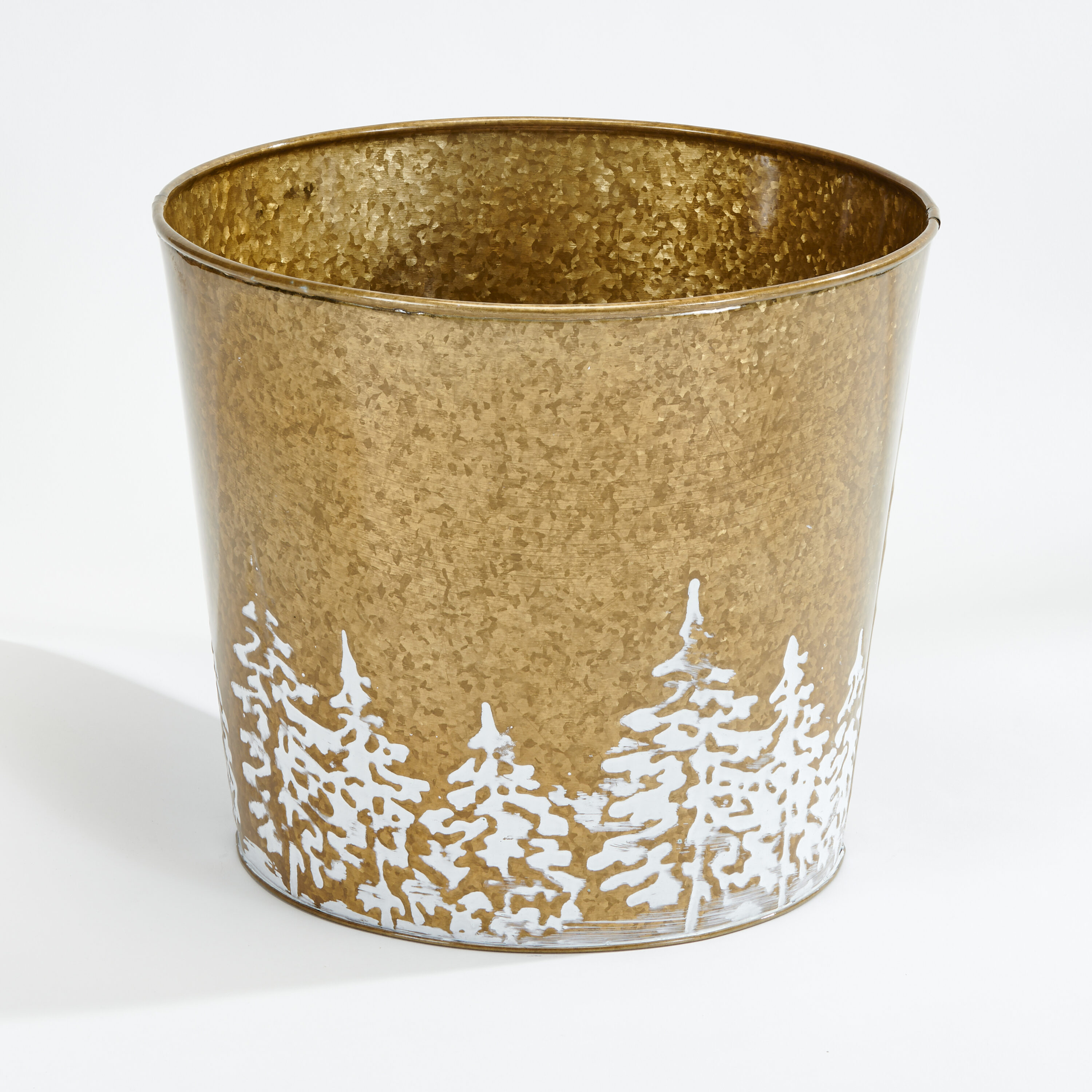 Worth Imports 2860GOC 2 -Pack Round 12.0-in W Large Gold Metal Indoor/Outdoor Planter with Drainage Holes
