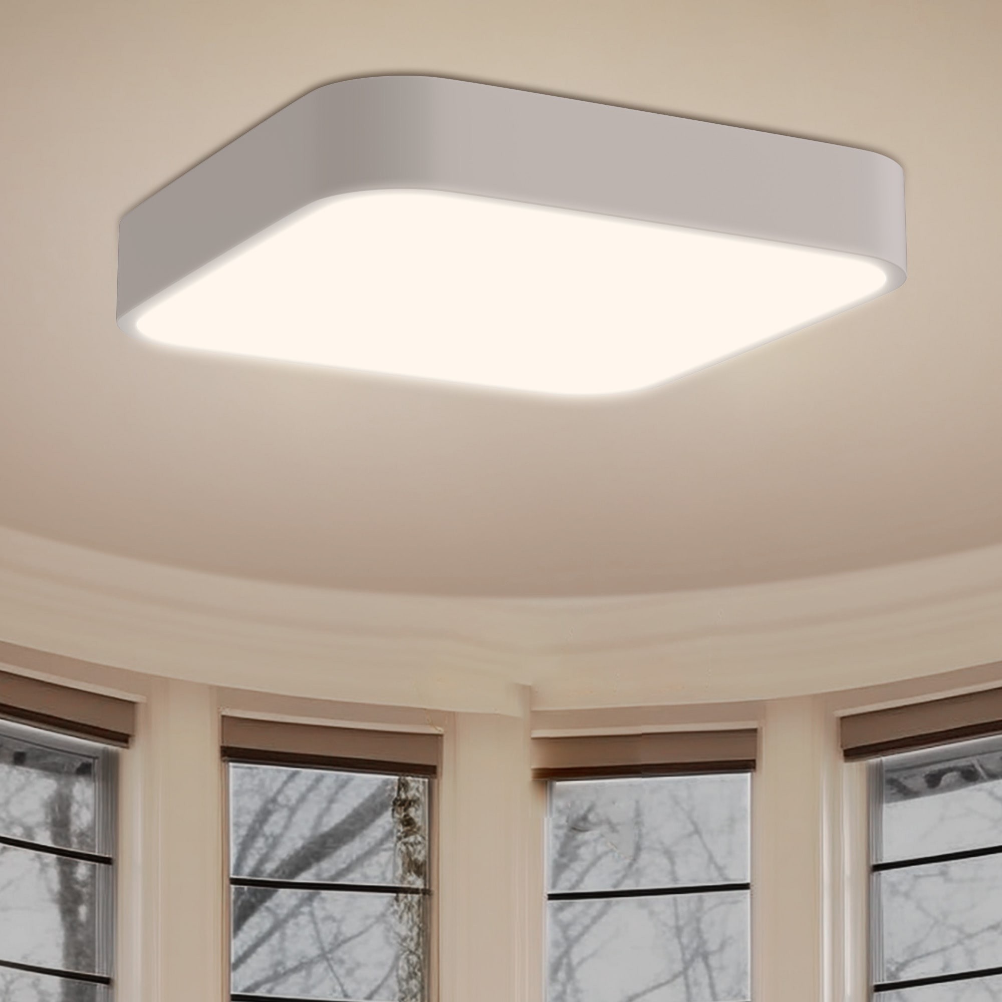 YANSUN LA-QX03601WH-11 1 -Light 11.8-in White Integrated LED Flush Mount Light