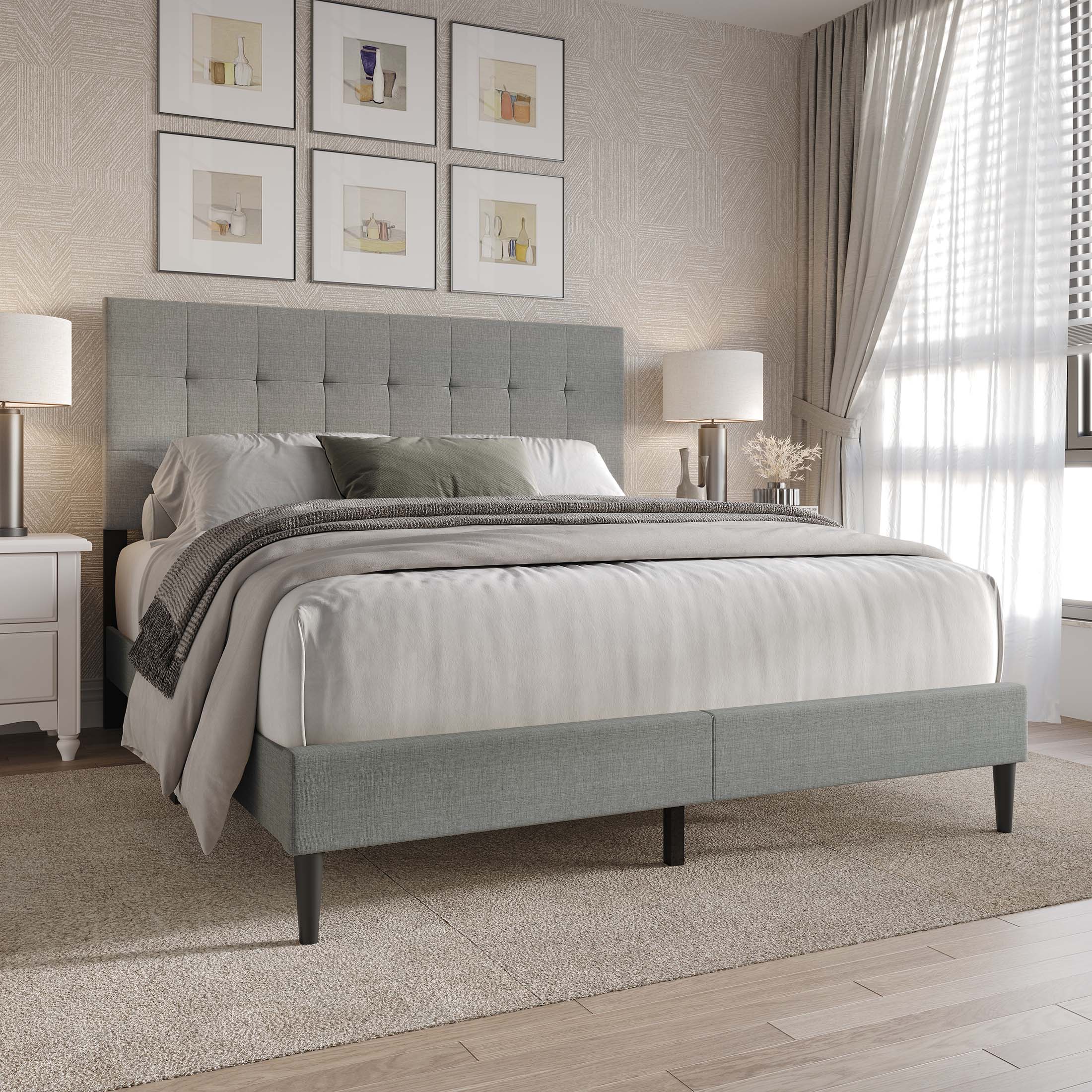 CasePiece C8257FPL-LGY-LN Light Gray Full Wood Platform Bed