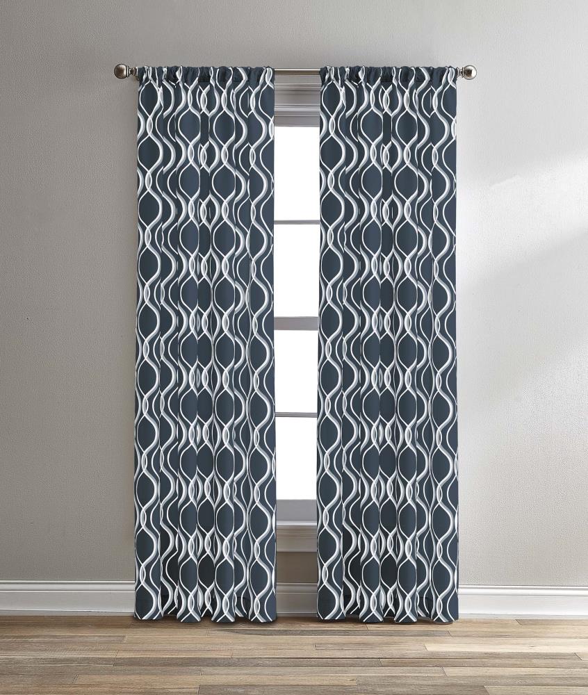 CHF 1Z44510GNY 84-in Navy Geometric Light filtering Rod pocket Single curtain panel