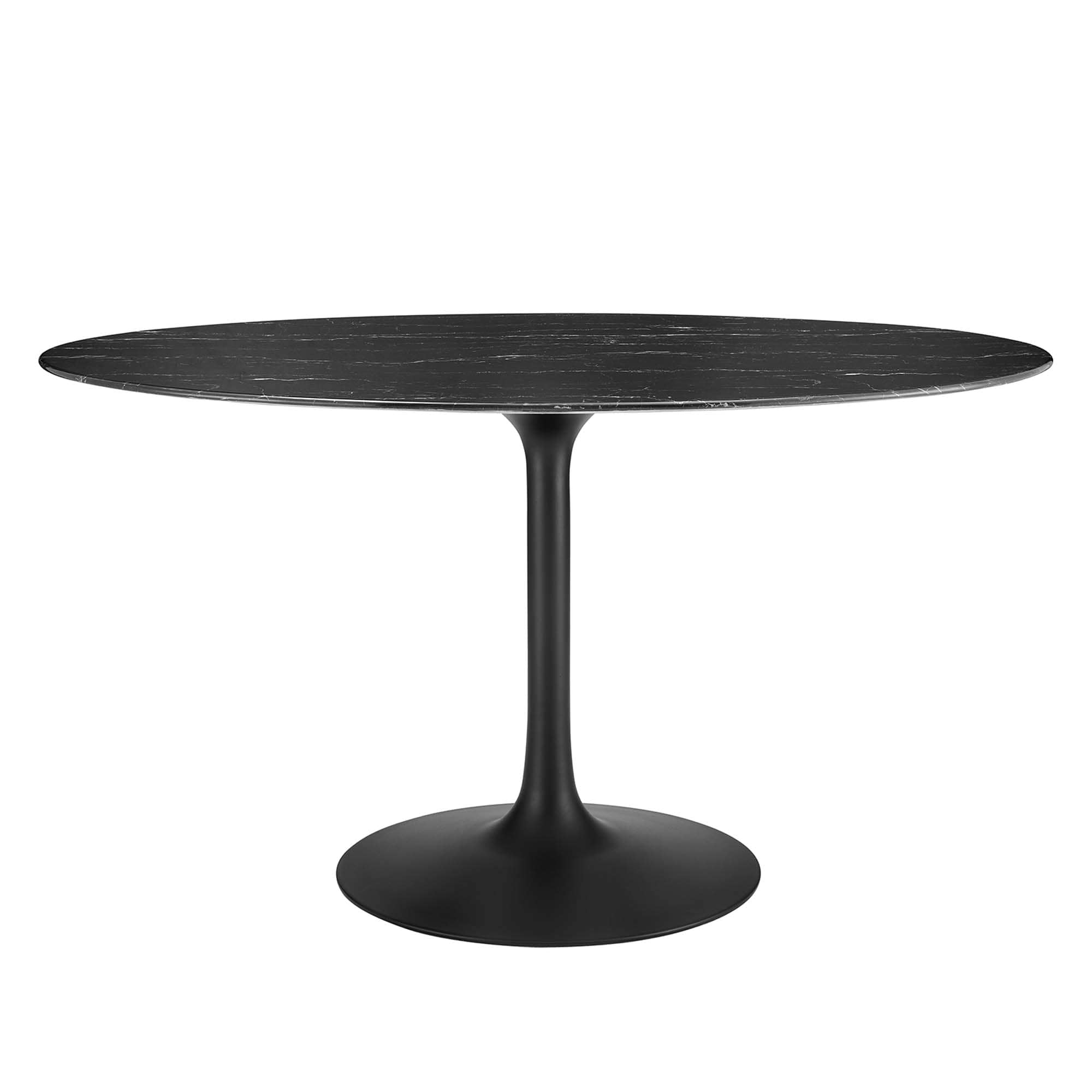 Modway EEI-4880-BLK-BLK Lippa 54 Inch  Oval Faux Marble Dining Table in Black Black