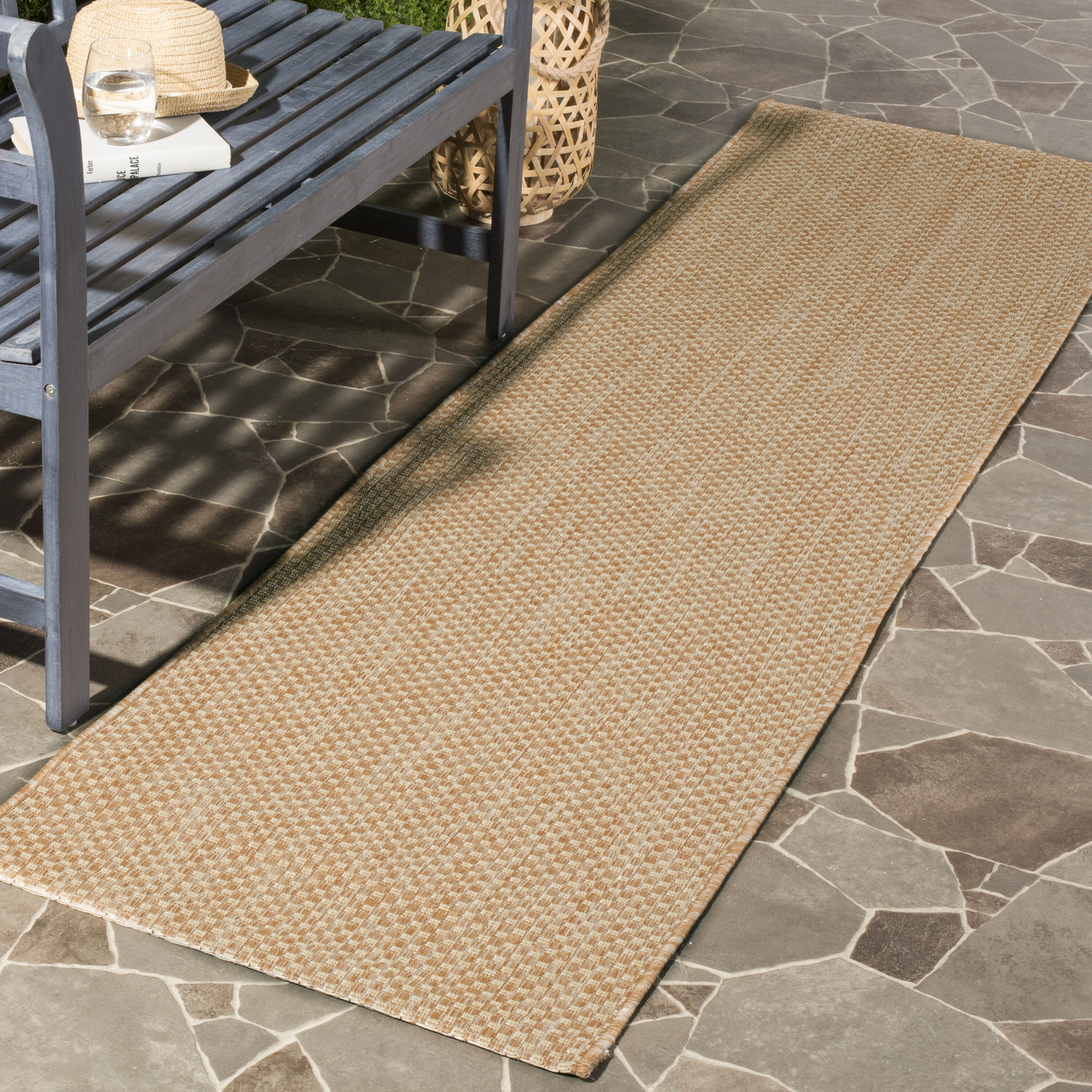 Safavieh CY8521-03012-216 Courtyard 2 x 16 (ft) Loomed Synthetic Natural/Cream Rectangular Indoor/Outdoor Solid Runner rug
