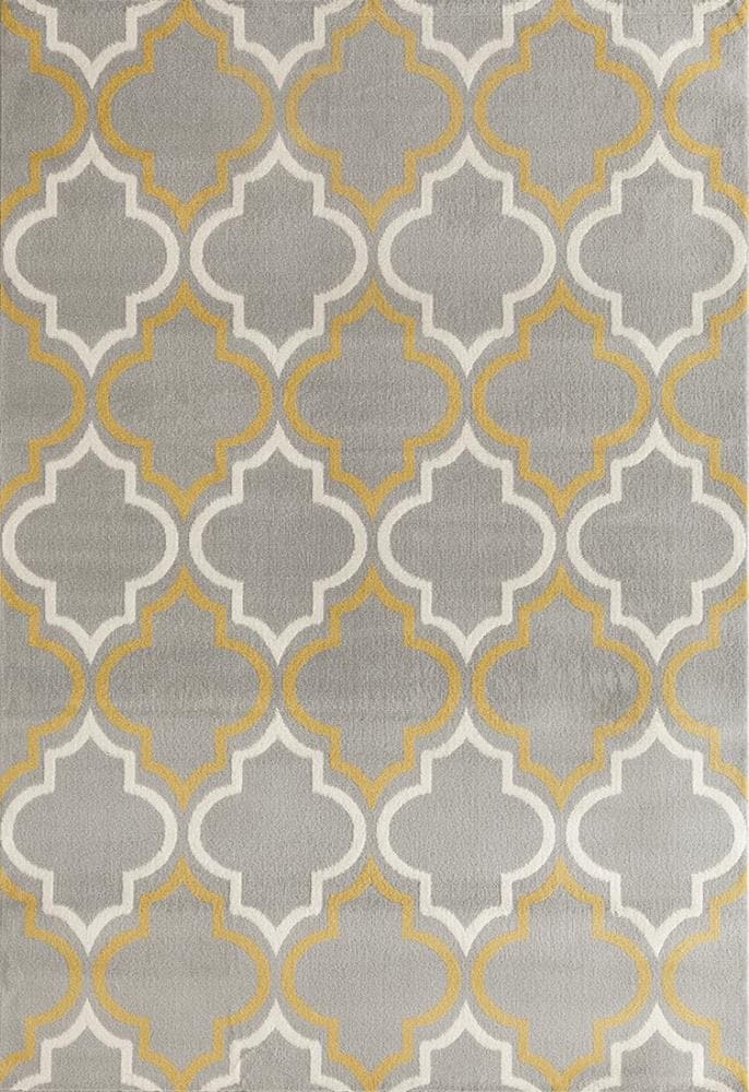 World Rug Gallery 9101 GRYLW 2X8 Hudson 2 x 7 (ft) Loomed Polypropylene Gray/Yellow Rectangular Indoor Trellis Moroccan Runner rug