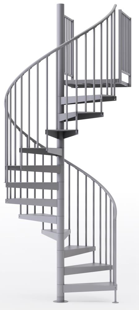 Mylen Stairs EP60G09G004 Condor 60-in x 11.75-ft 2 Platform Rails Gray Spiral Staircase Kit , Fits Height: 85-in to 95-in (9 treads) ( 9 Treads )