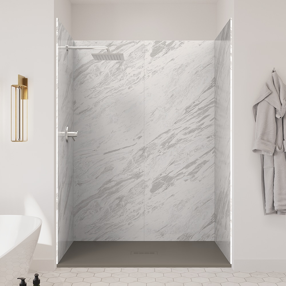 UpHome K1CP1S3660QGARAR 5 -Piece 36-in W x 60-in L x 84-in H Rectangular Alcove shower kit ( Center Drain) Base and Wall Included Powder coat