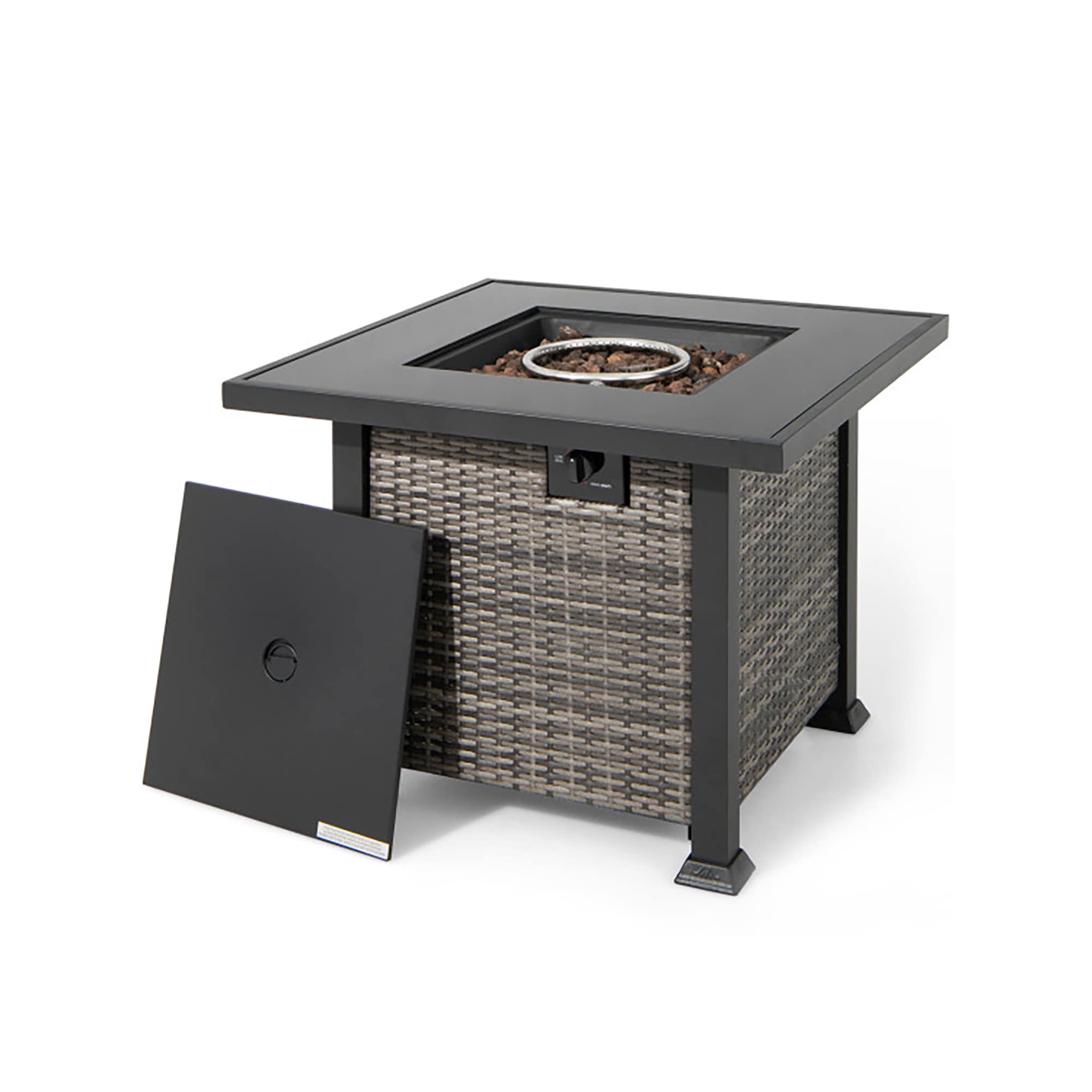 CASAINC WFEHFP-03-A Fire Pit Table 32-in W Gray Stainless steel Square Tabletop Liquid propane Fire pit table