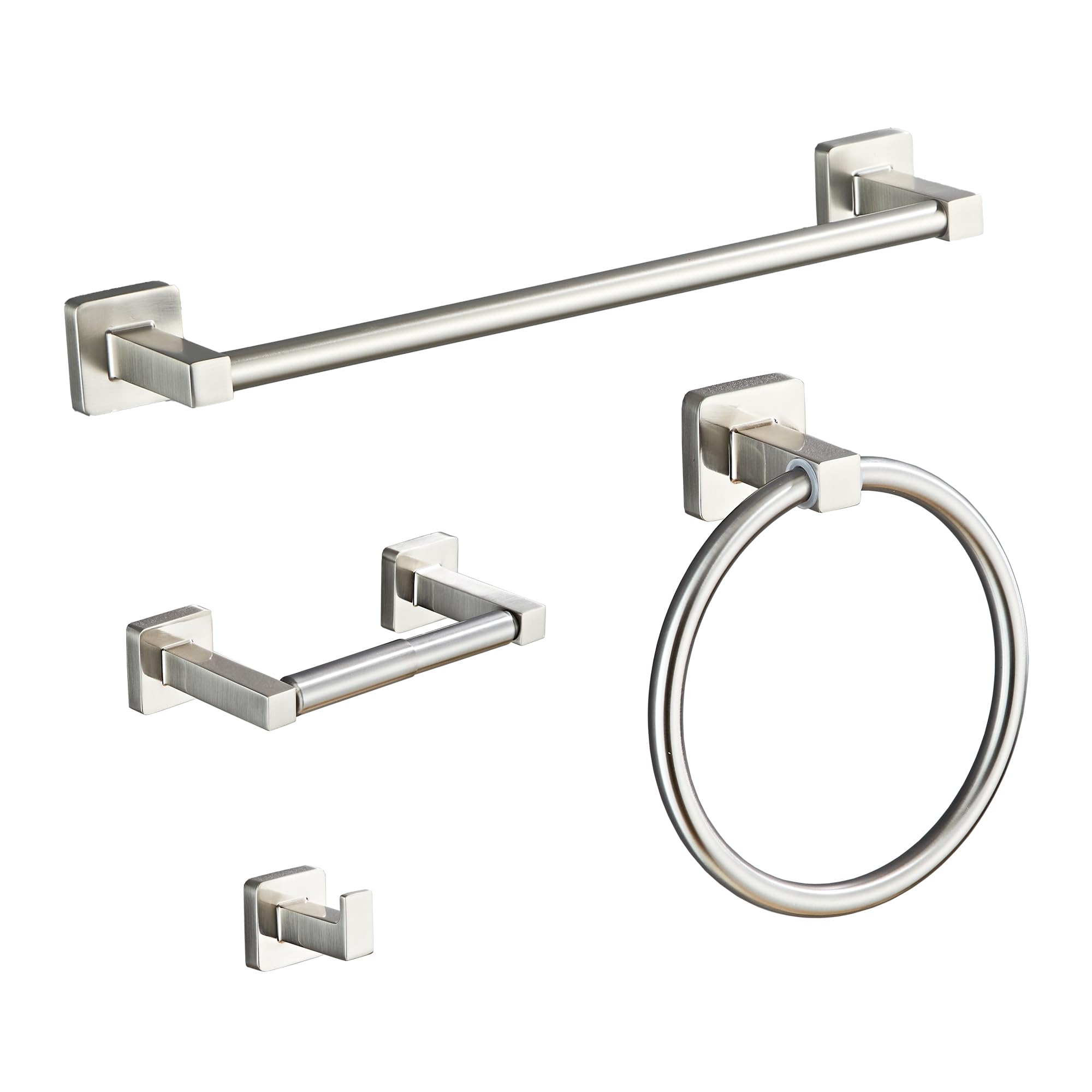 Wudkey Wall Mounted Towel Bar Set Stainless Steel 4 Pieces Brushed Nickel