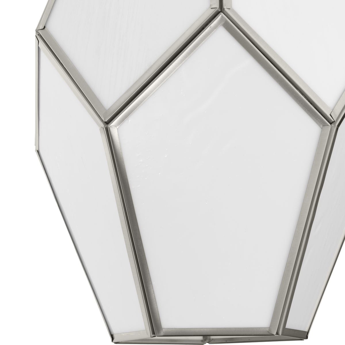 Latham Brushed Nickel Geometric Pendant Light with White Art Glass