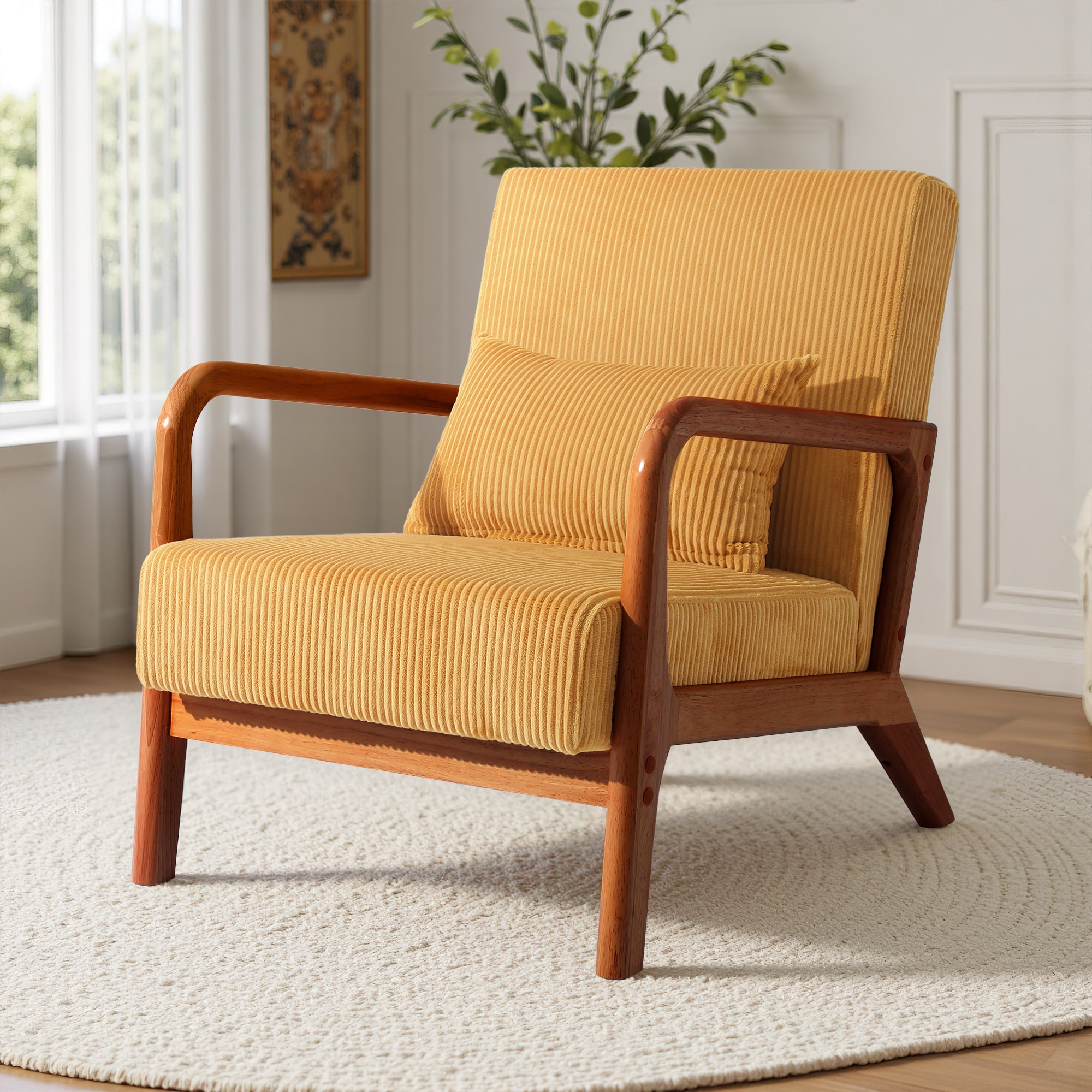 家具 SG00001 COBEA  accents [0000000001916] Dreamsidea Mid Century Modern Accent Chair - Wood Frame - Corduroy