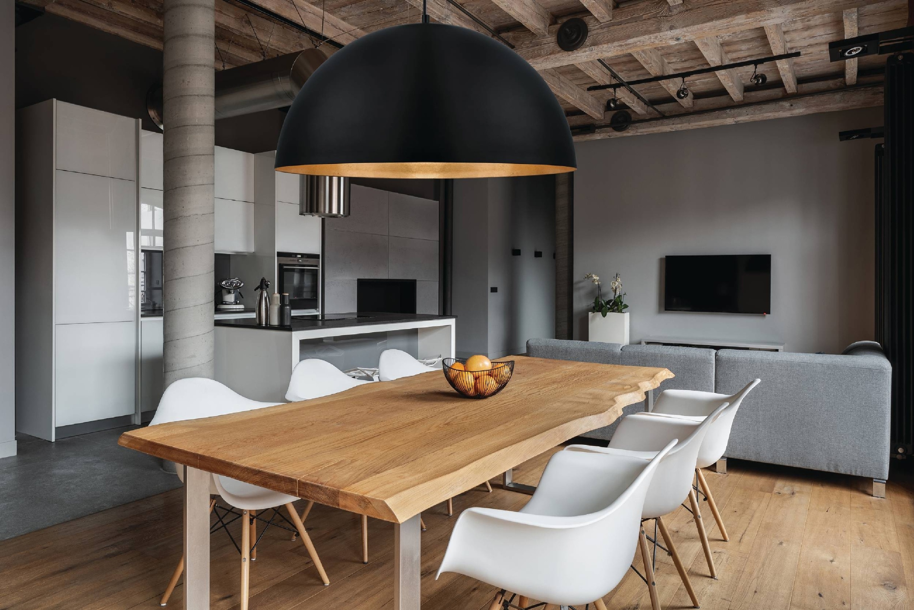 Gaetano 72" Black and Gold LED Bowl Pendant Light