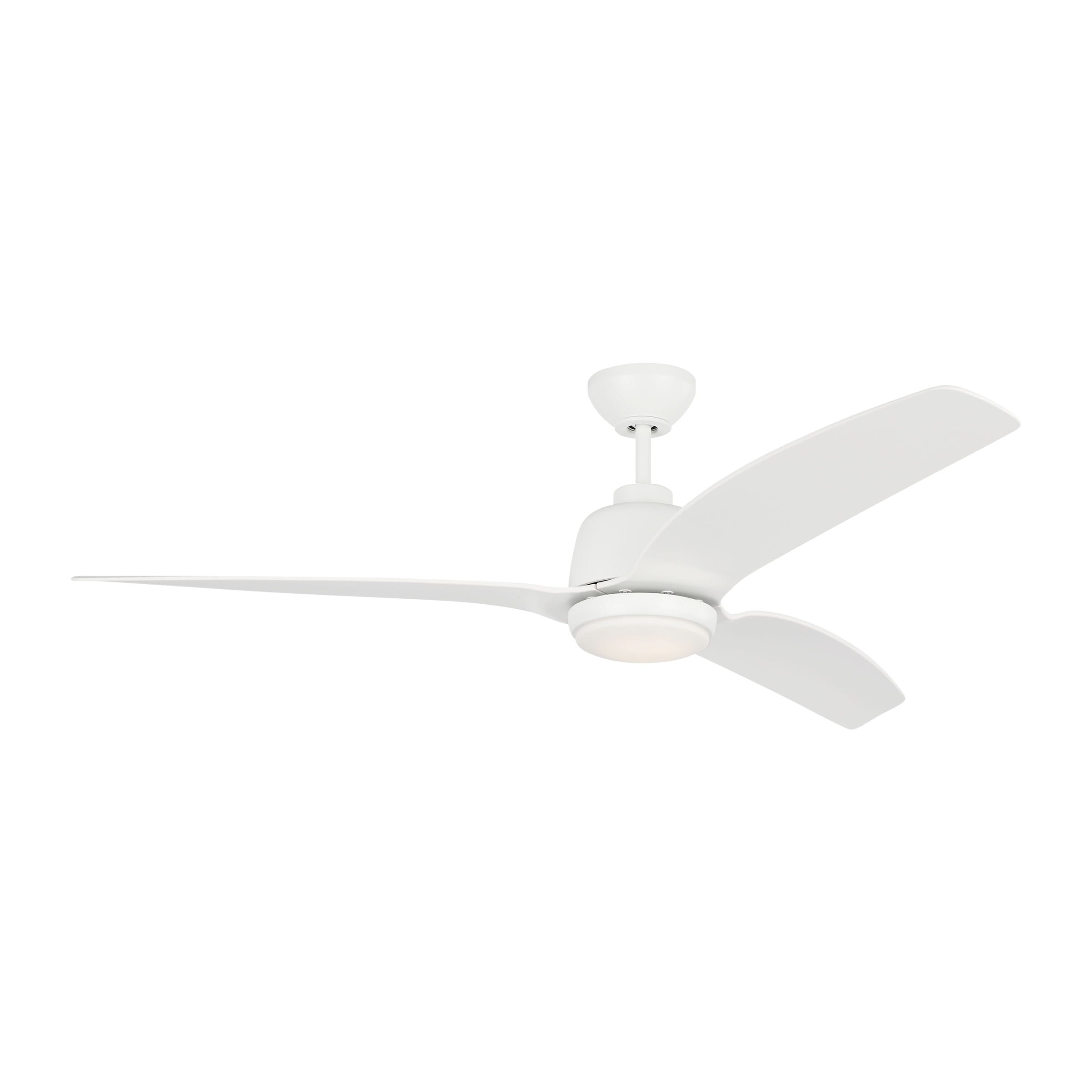 Generation Lighting 3AVLCR60RZWD Avila Coastal 60-in Integrated LED Outdoor Matte White with Matte White Blades Ceiling Fan With Light and Remote ( 3 -Blade )