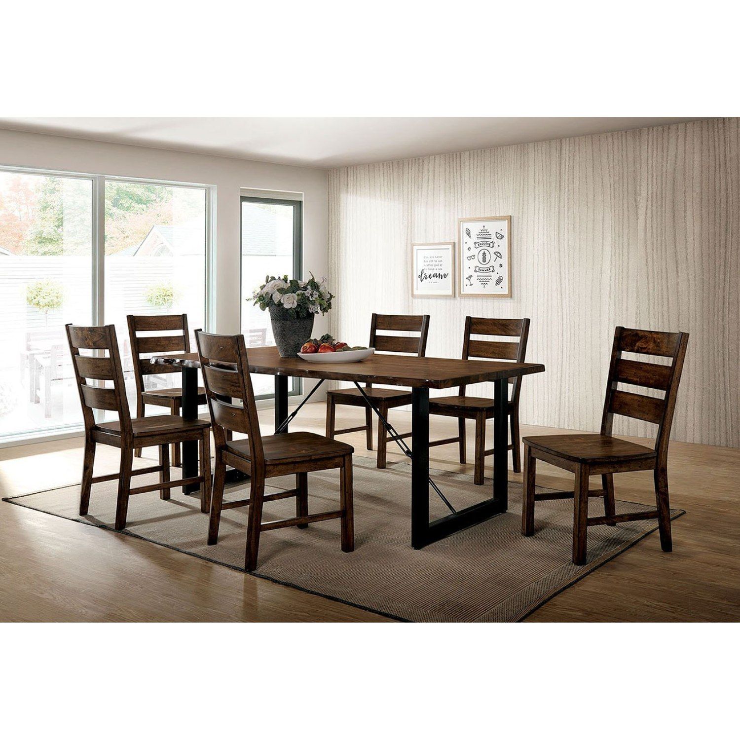 JASMODER B011S00269 Walnut Contemporary/Modern Dining Room Set with Rectangular Table (Seats 6)