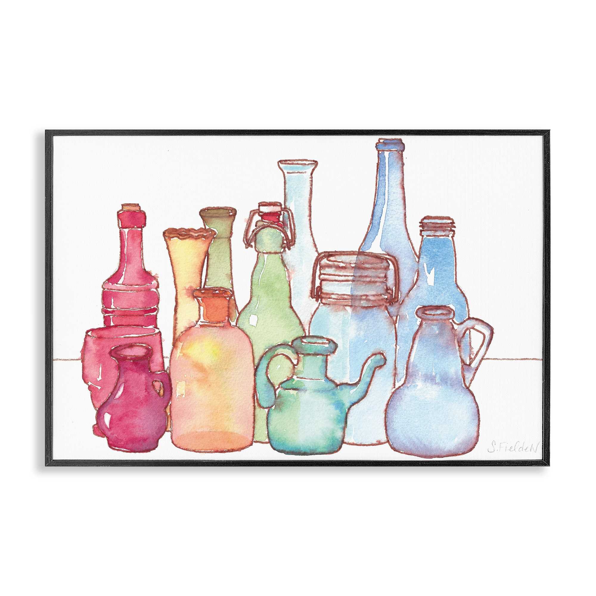 Stupell Industries BS-579-FR-12X18 Colorful Vases Collection Framed Giclee design by Stephanie Fielden