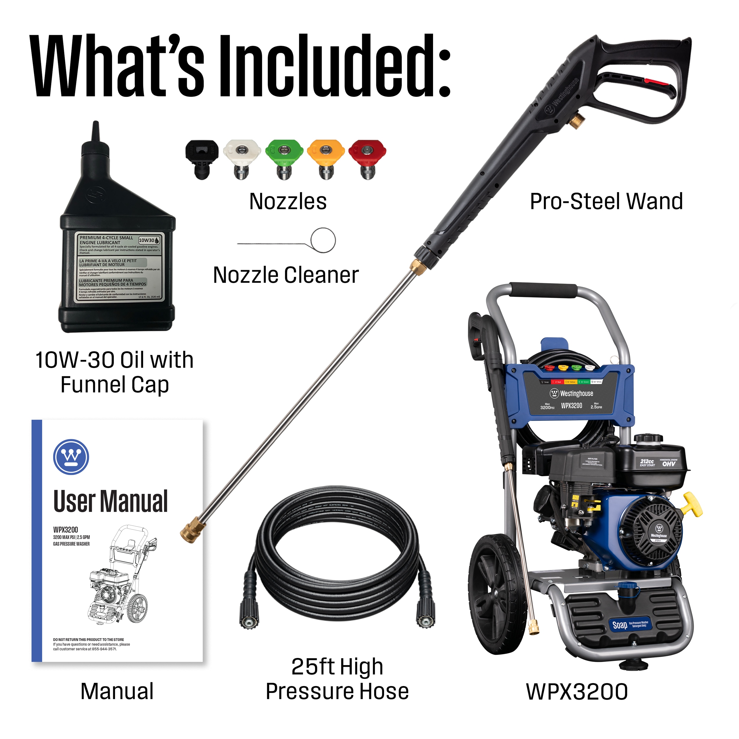 Wpx 3200 psi 2.5 gpm gas online powered axial cam pump pressure washer