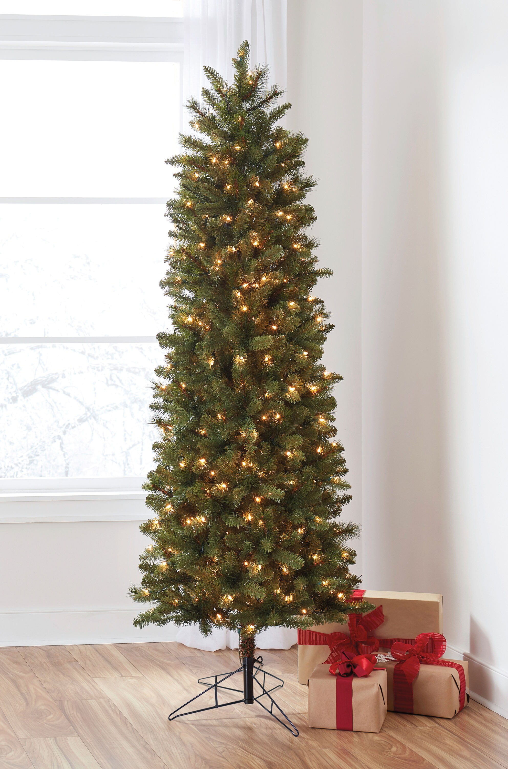 Holiday Living 7-ft Sonoma Pine Pre-lit Slim Artificial Christmas