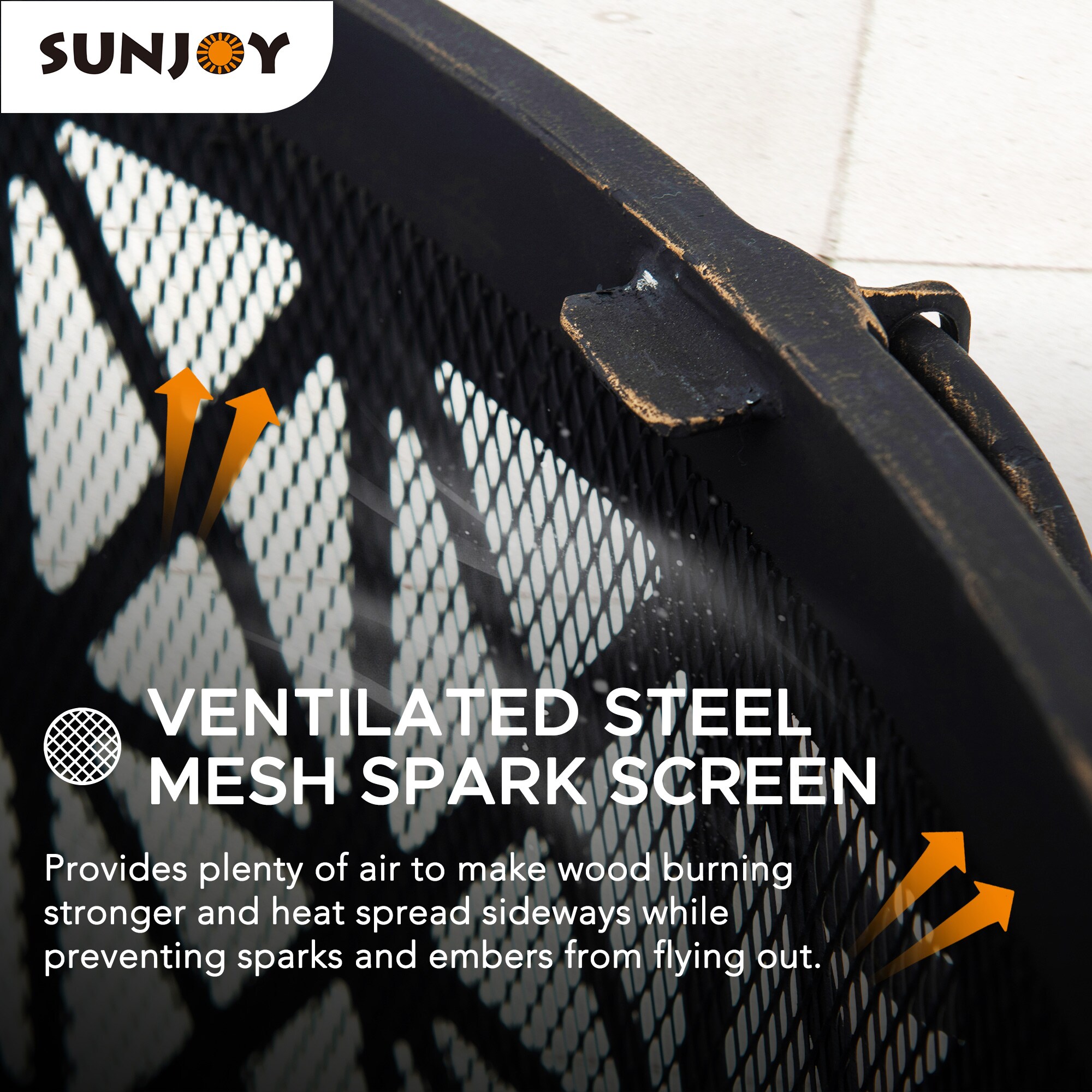 30 Inch Black Steel Outdoor Fire Pit with Spark Screen and Poker