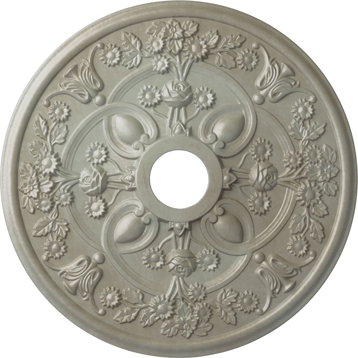 Ekena Millwork CM30ROFLS Rose 30.875-in W x 30.875-in L Painted Flash Gold Polyurethane Whole Ceiling Medallion