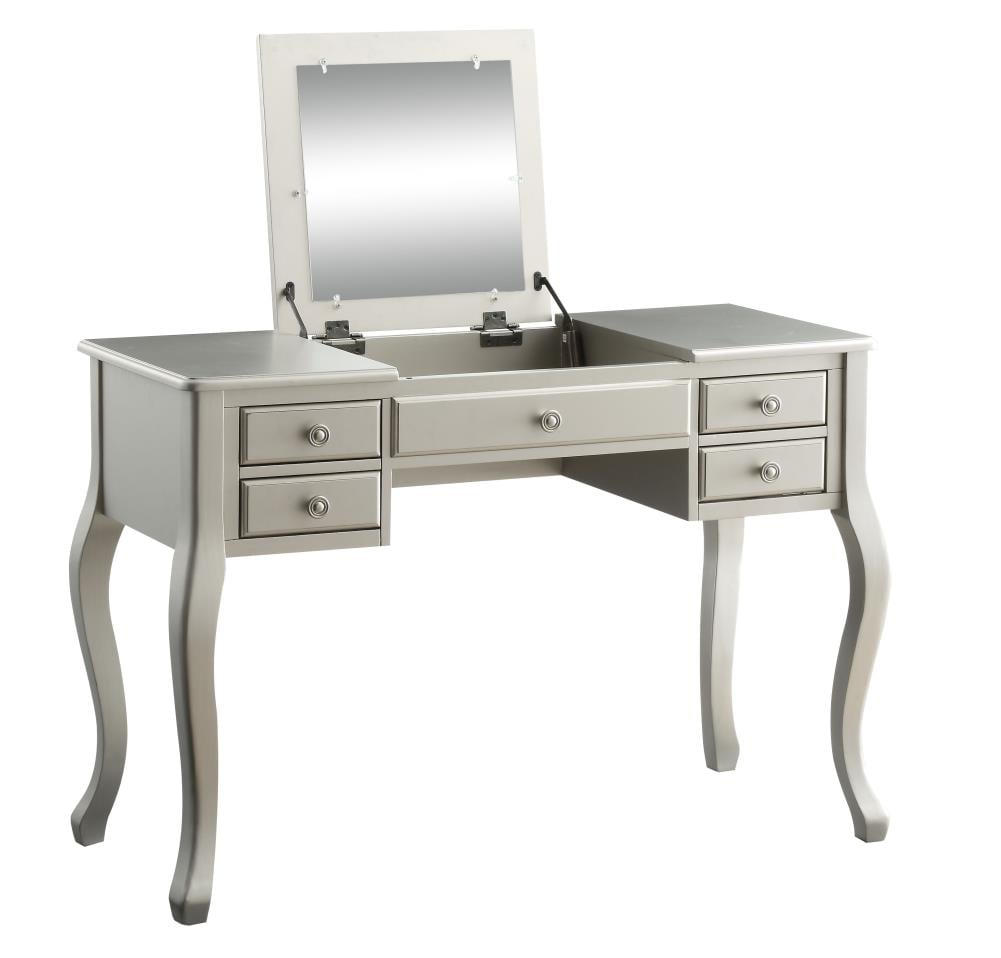 ACME FURNITURE 90368 43-in Pu and Silver Makeup Vanity