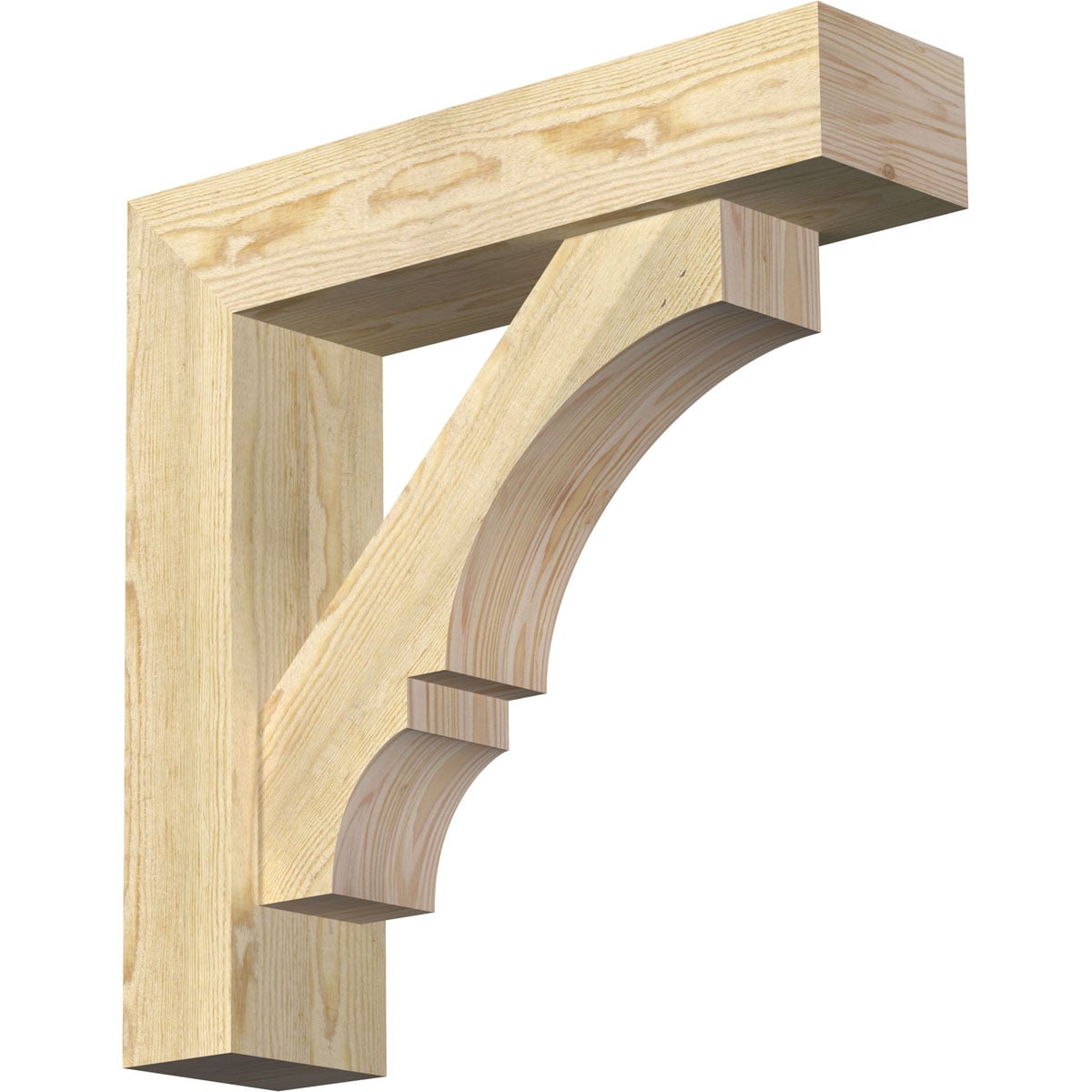 Ekena Millwork 1462045 Balboa block rough sawn bracket with offset brace 6-in x 24-in x 24-in Douglas fir Brown Wood Standard bracket