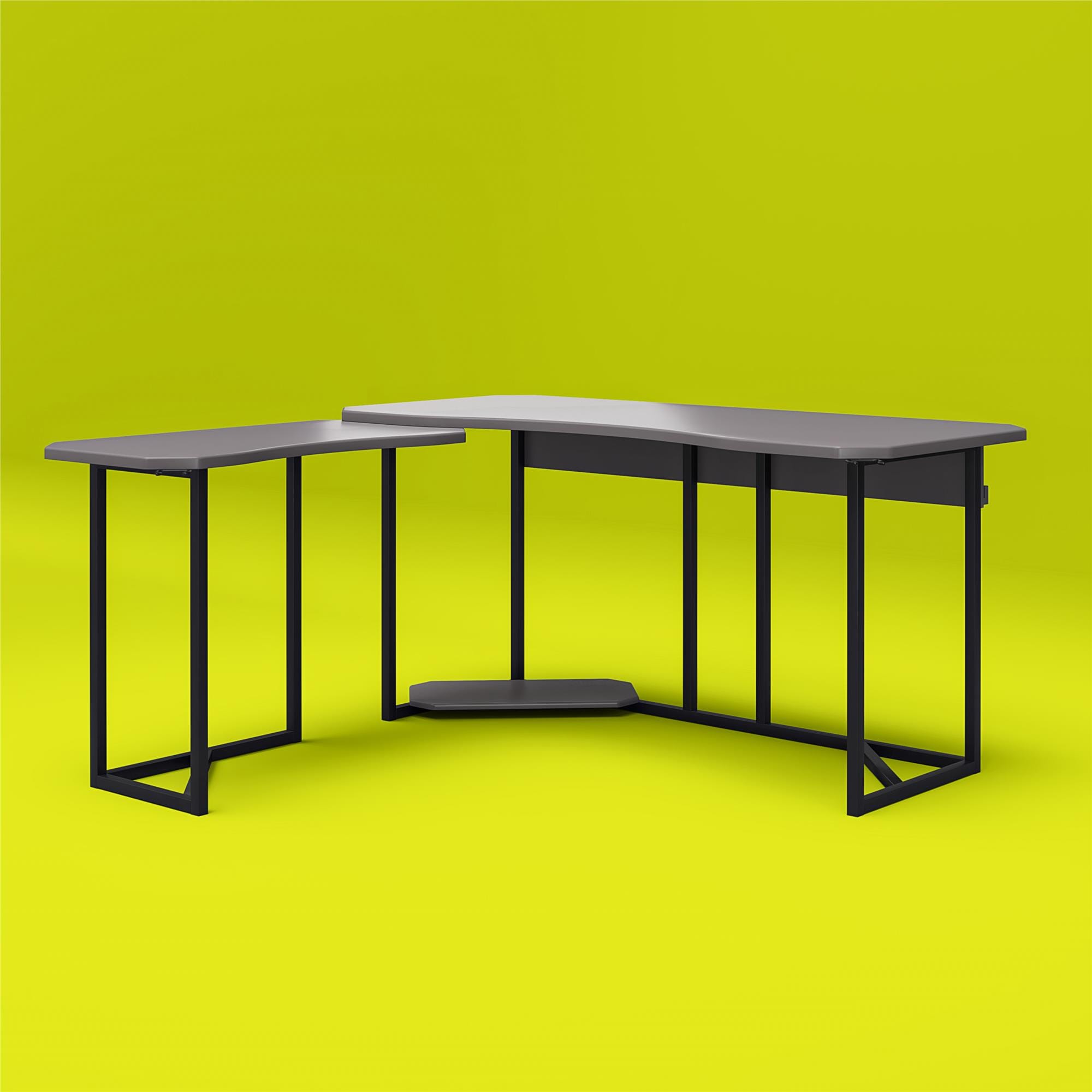 Ntense Quest Reversible L-Shape Gaming Desk with XL CPU Stand in Gray
