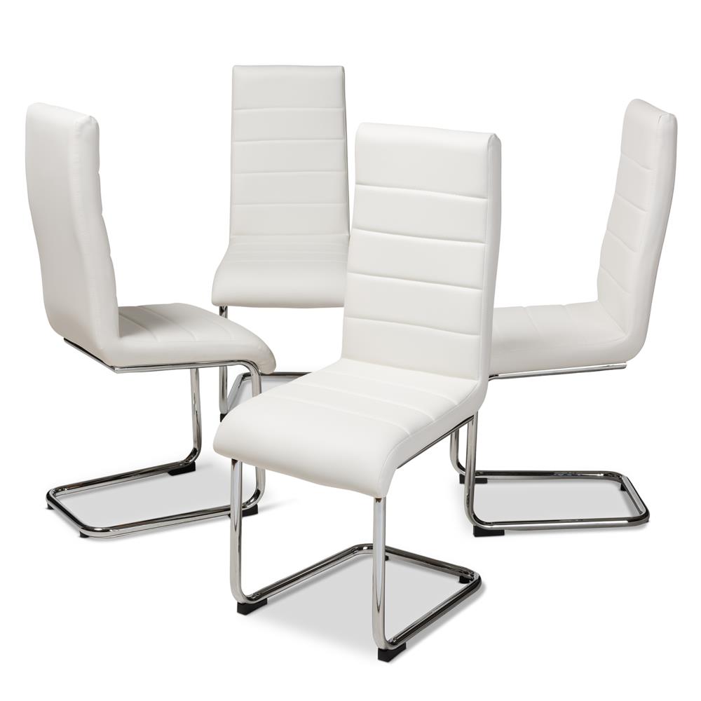 Baxton Studio 146-8797-LW Set of 4 Marlys Contemporary/Modern Faux Leather Upholstered Dining Side Chair (Composite Frame)