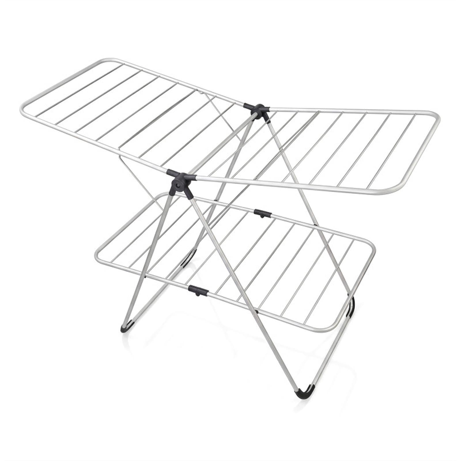 SUGIFT Heavy-Duty Foldable 2-Tier Aluminum Stainless Steel Garment Drying Organizer Laundry Airer Clothes Drying Rack