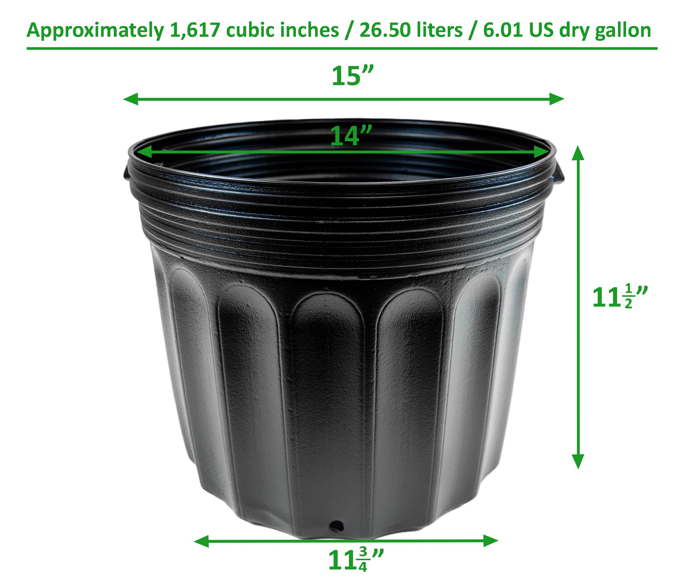 Medium Black BPA-Free Plastic Round Nursery Pots, 24-Pack