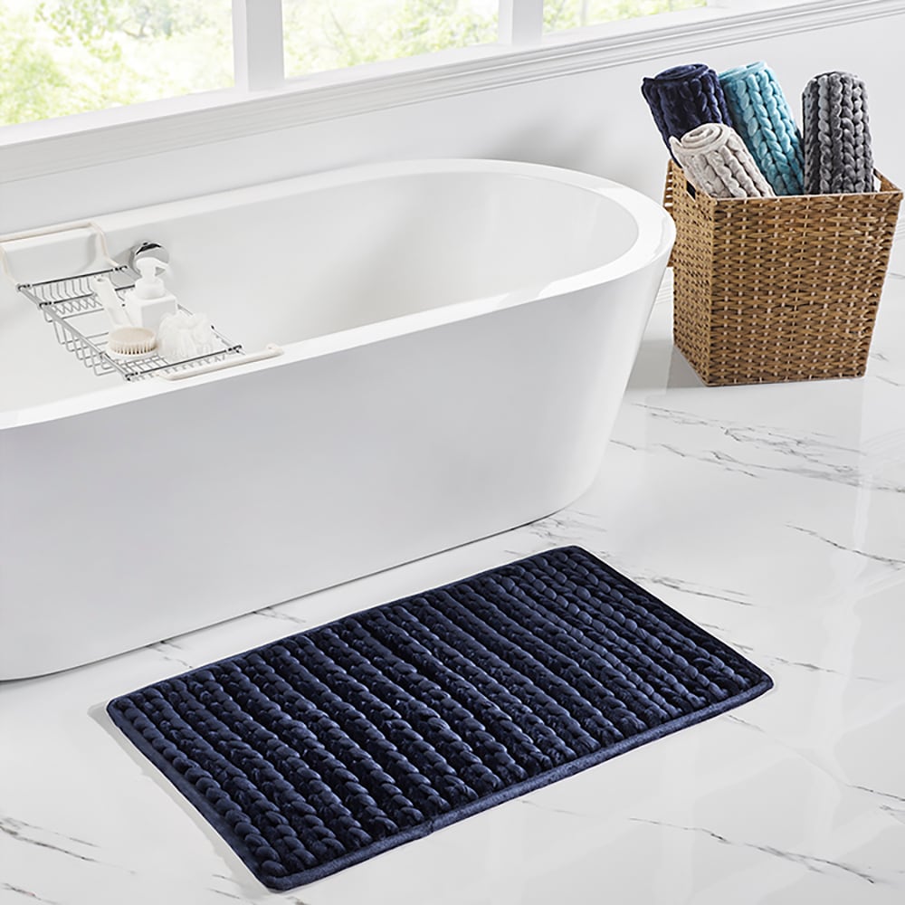 Better Trends BACH2032NV 32-Inches x 20-Inches Navy Polyester Bath rug