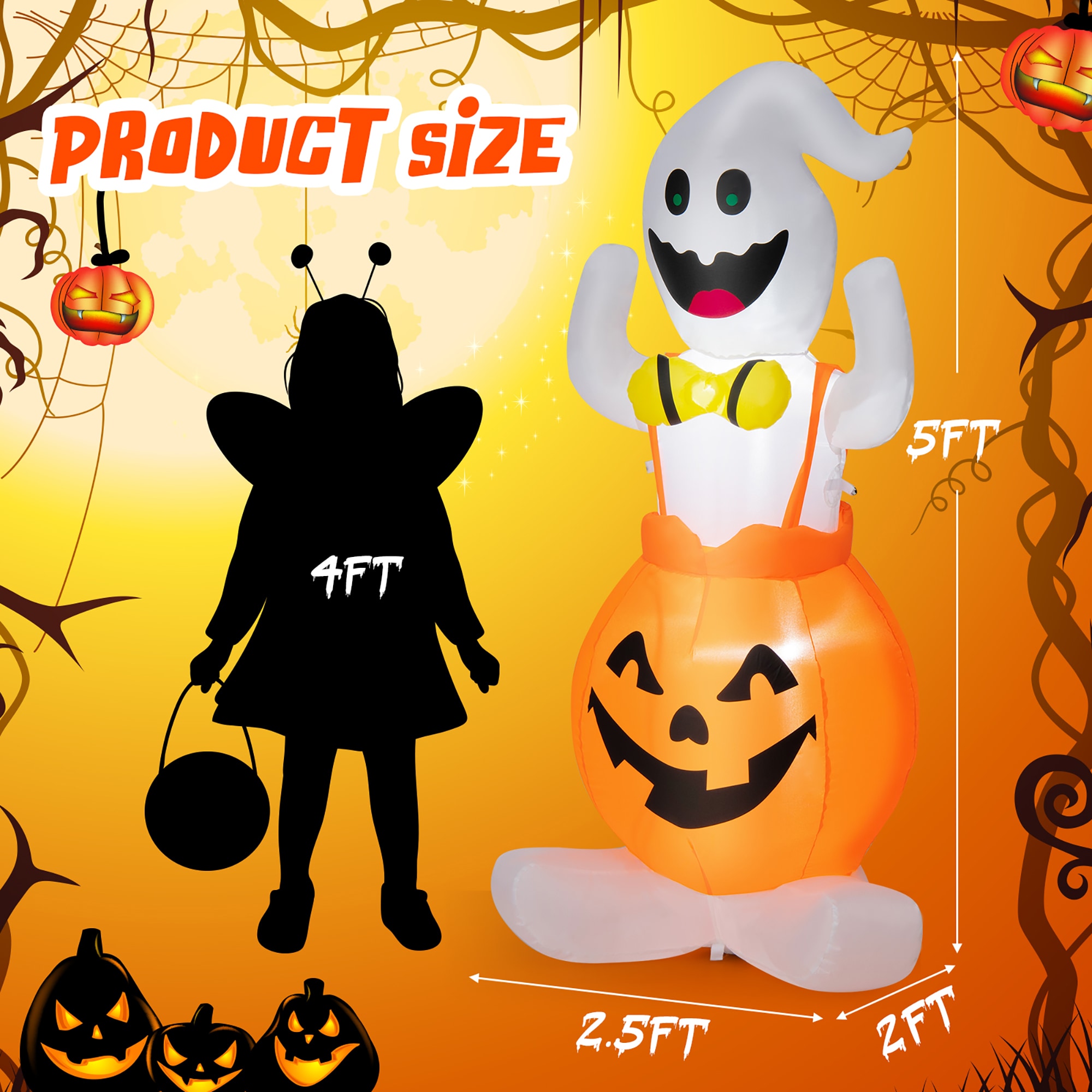 Goplus 5-ft Lighted Happy Halloween Inflatable in the Outdoor Halloween ...