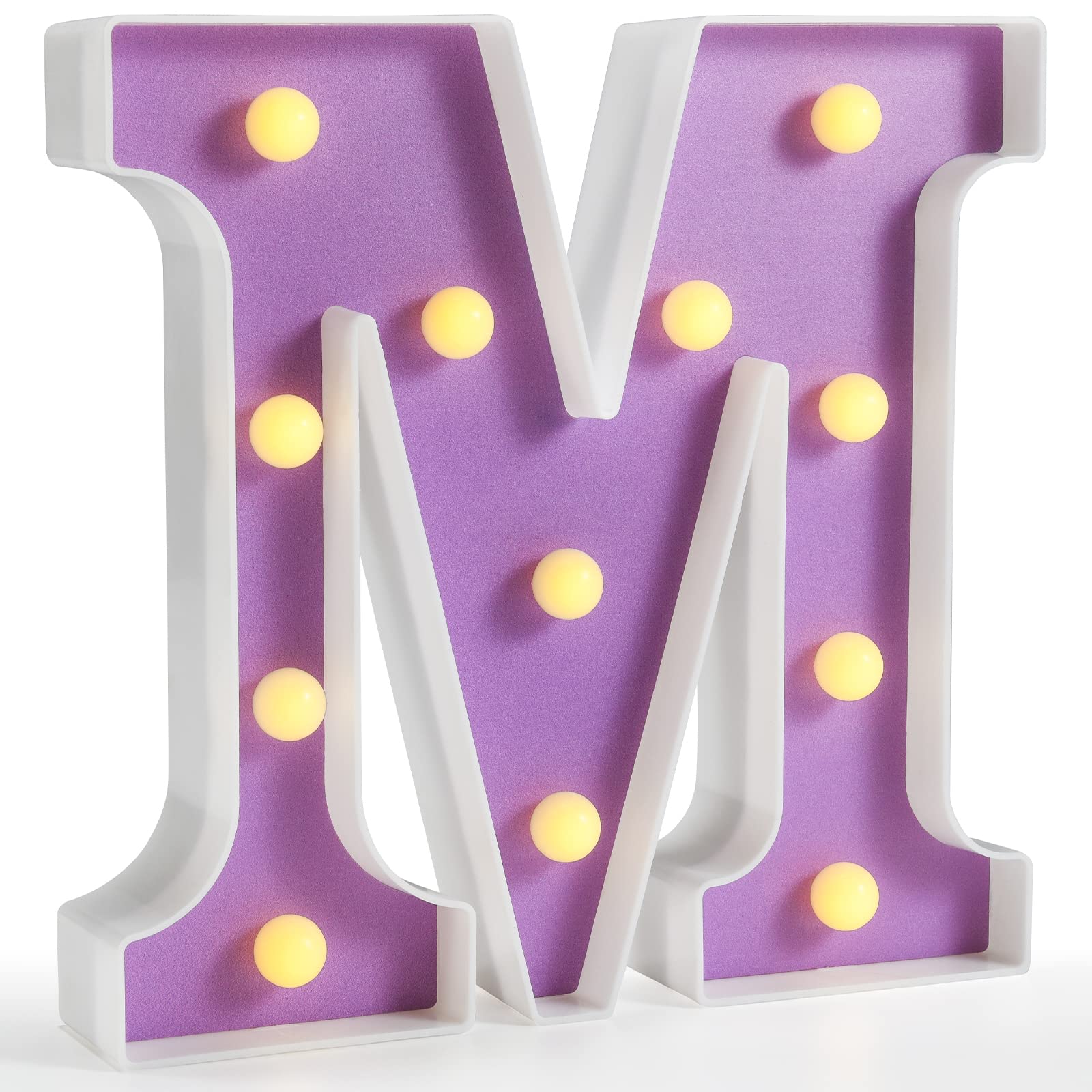 UUDULY  Purple LED Letter Light DIY Marquee Alphabet Sign Warm White LED Home Party Birthday Wedding Bar Decoration Letter M