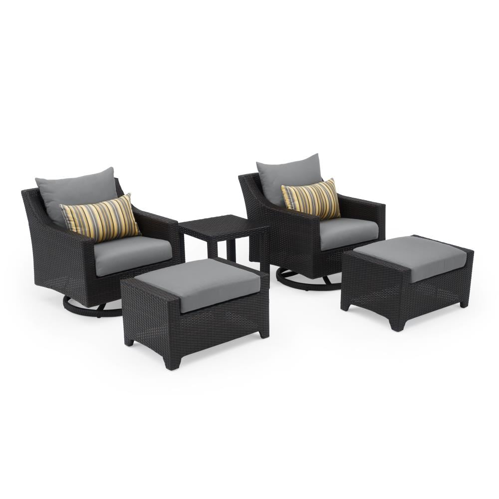 RST Brands OP-PECLB5M-CHR-K Deco 5 -Piece Wicker Patio Conversation Set with Gray Sunbrella Cushions