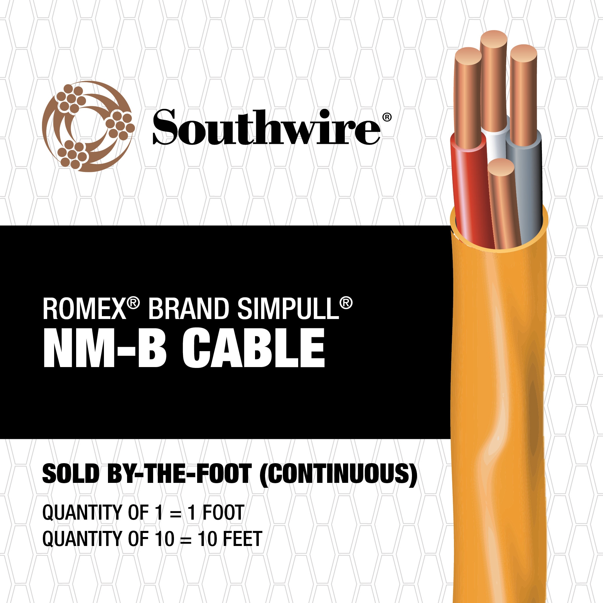 Southwire 10/3 Romex SIMpull Solid Indoor CU NM-B W/G (By-the-foot