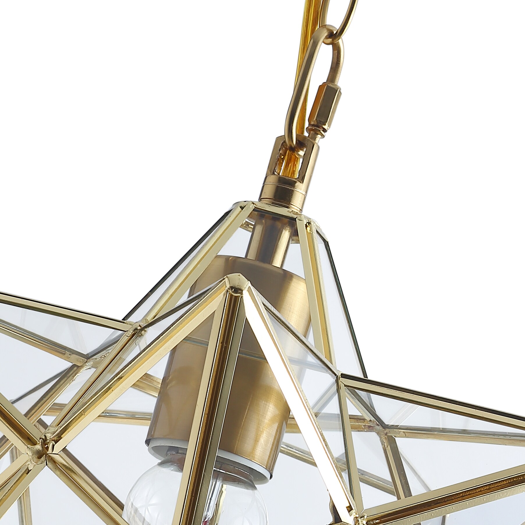 Choseal 12 in. 1-Light Modern Gold Geometric Moravian Star Pendant Light Creative Design Hanging Light with Seeded Glass Shade | D-102