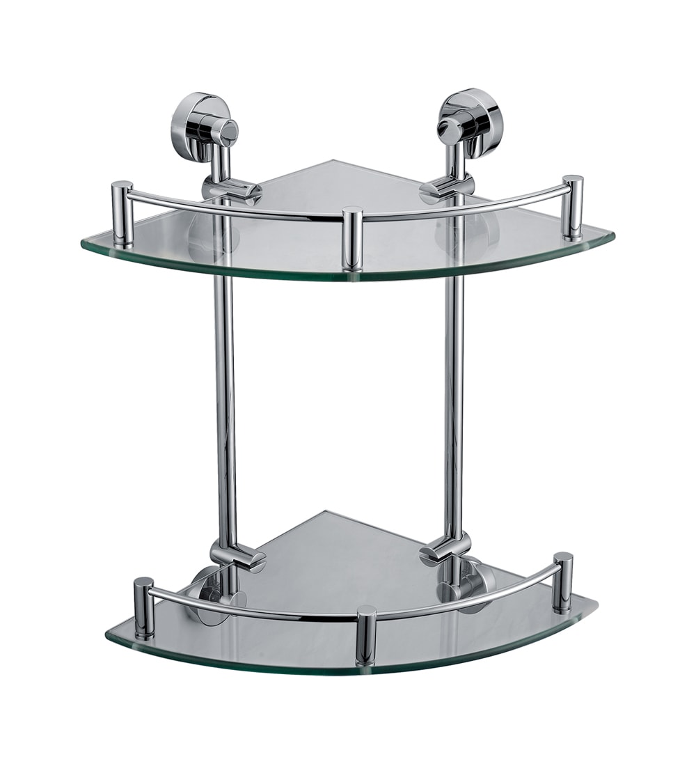ALFI AB9548 Polished chrome 2 -Tier Wall mount Corner Bathroom Shelf ( 12.75-in x 9.63-in x 10.5-in )