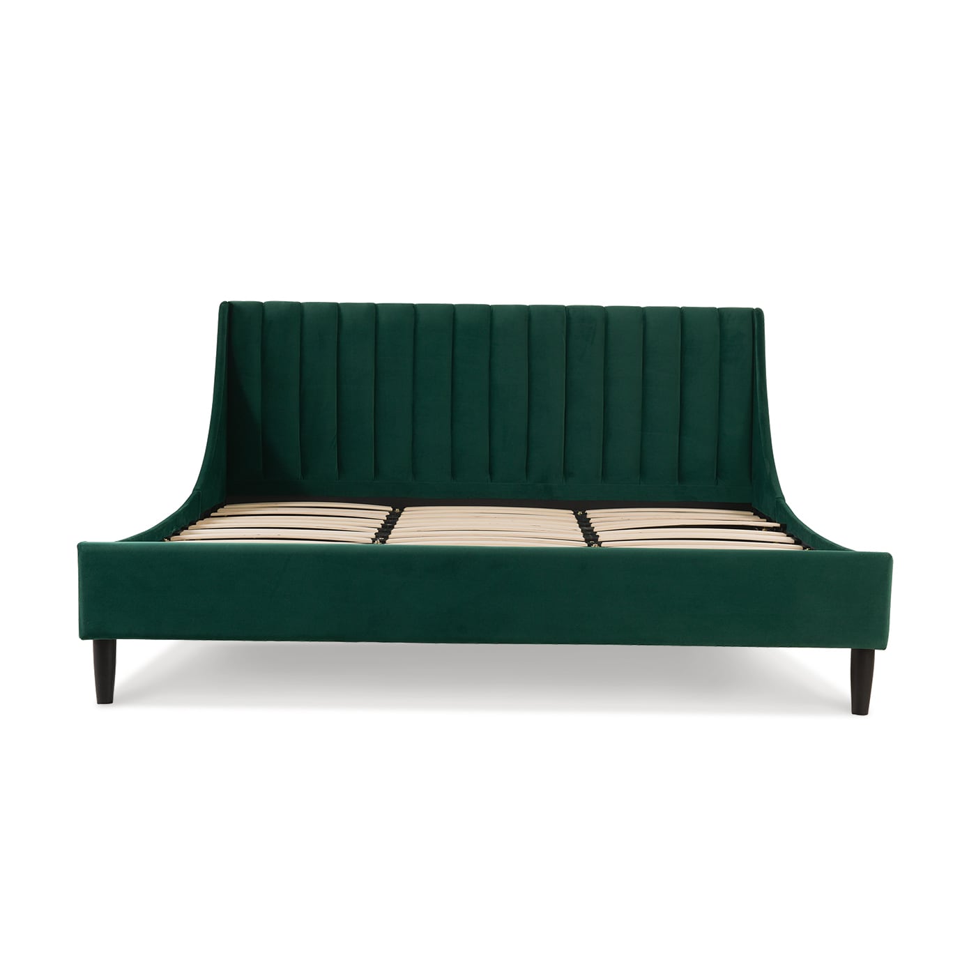 Aspen Evergreen Velvet King Platform Bed with Tufted Headboard