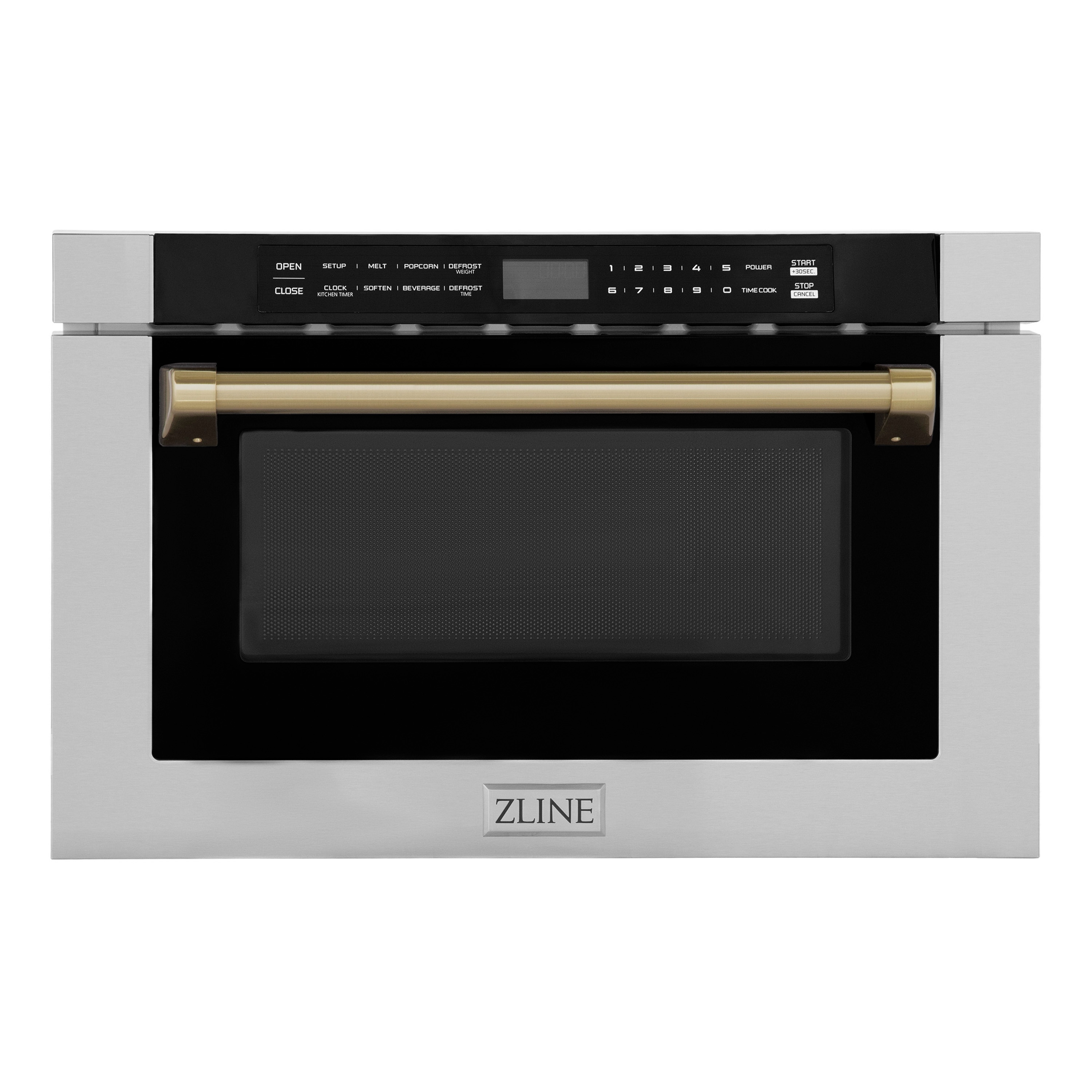 ZLINE KITCHEN & BATH MWDZ-1-H-CB 23.5-in 1.2-cu ft 1000 -Watt Microwave Drawer ( Stainless Steel with Champagne Bronze Handle )