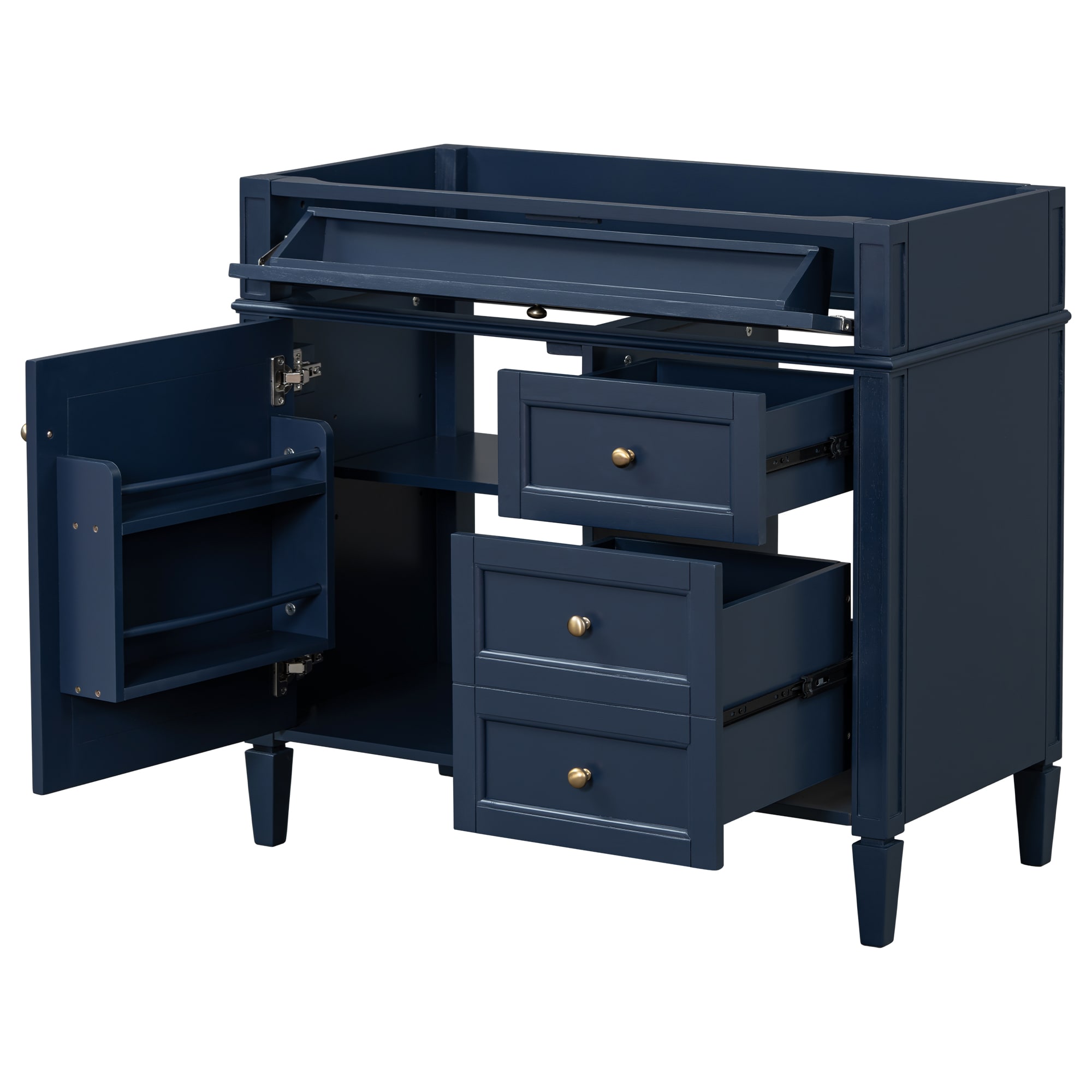 LOVMOR SF-L-N710P186084C 36inch Bathroom Vanity without Top Sink Modern Bathroom Storage Cabinet with 2 Drawers and a Tip-out Drawer Solid Wood Frame NOT INCLUDE BASIN SINK