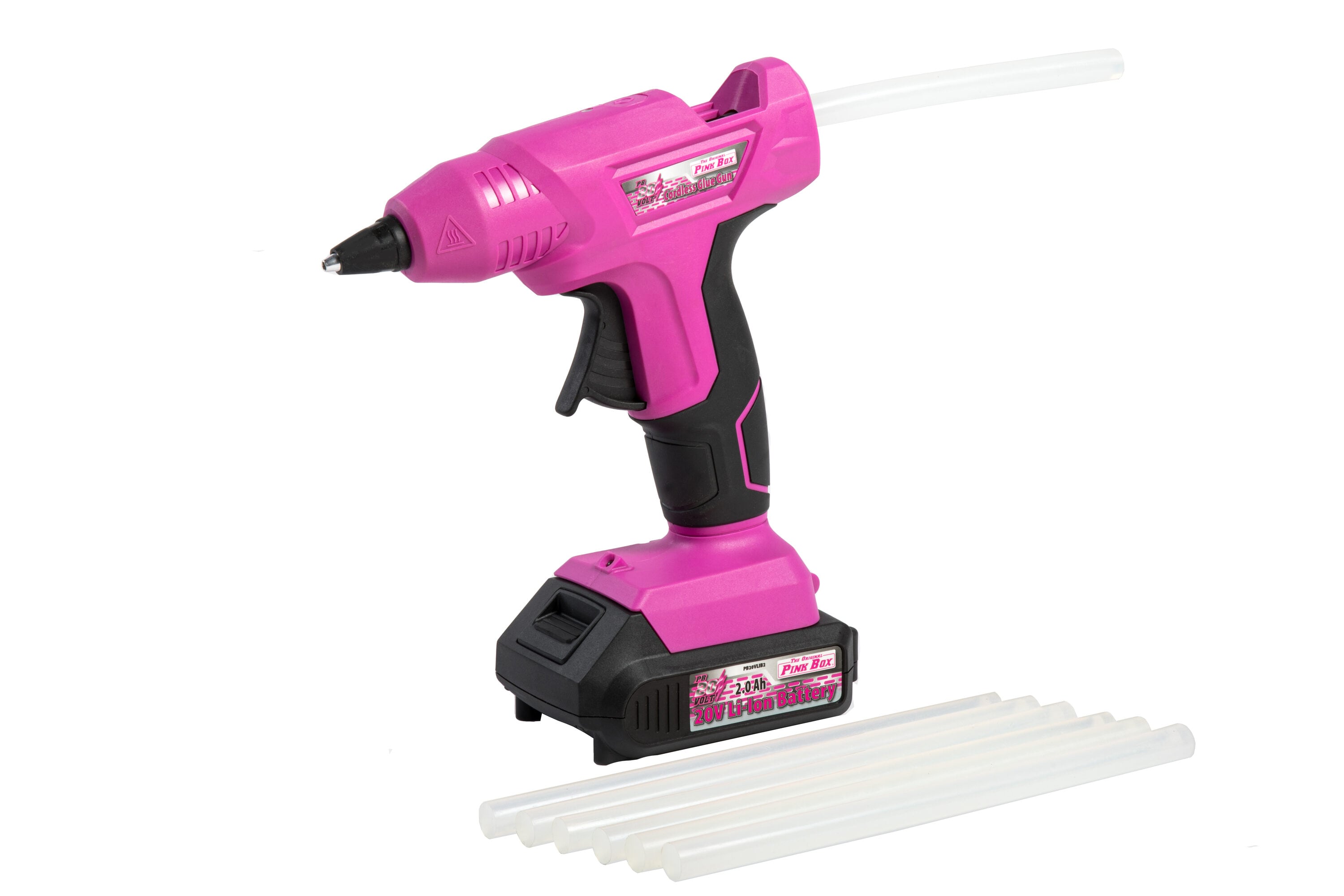 The Original Pink Box Pb20vglg_2ah_chrgr 20 Volt Lithium-Ion Cordless Glue Gun with Battery and 10 Quanity 11M Glue Sticks